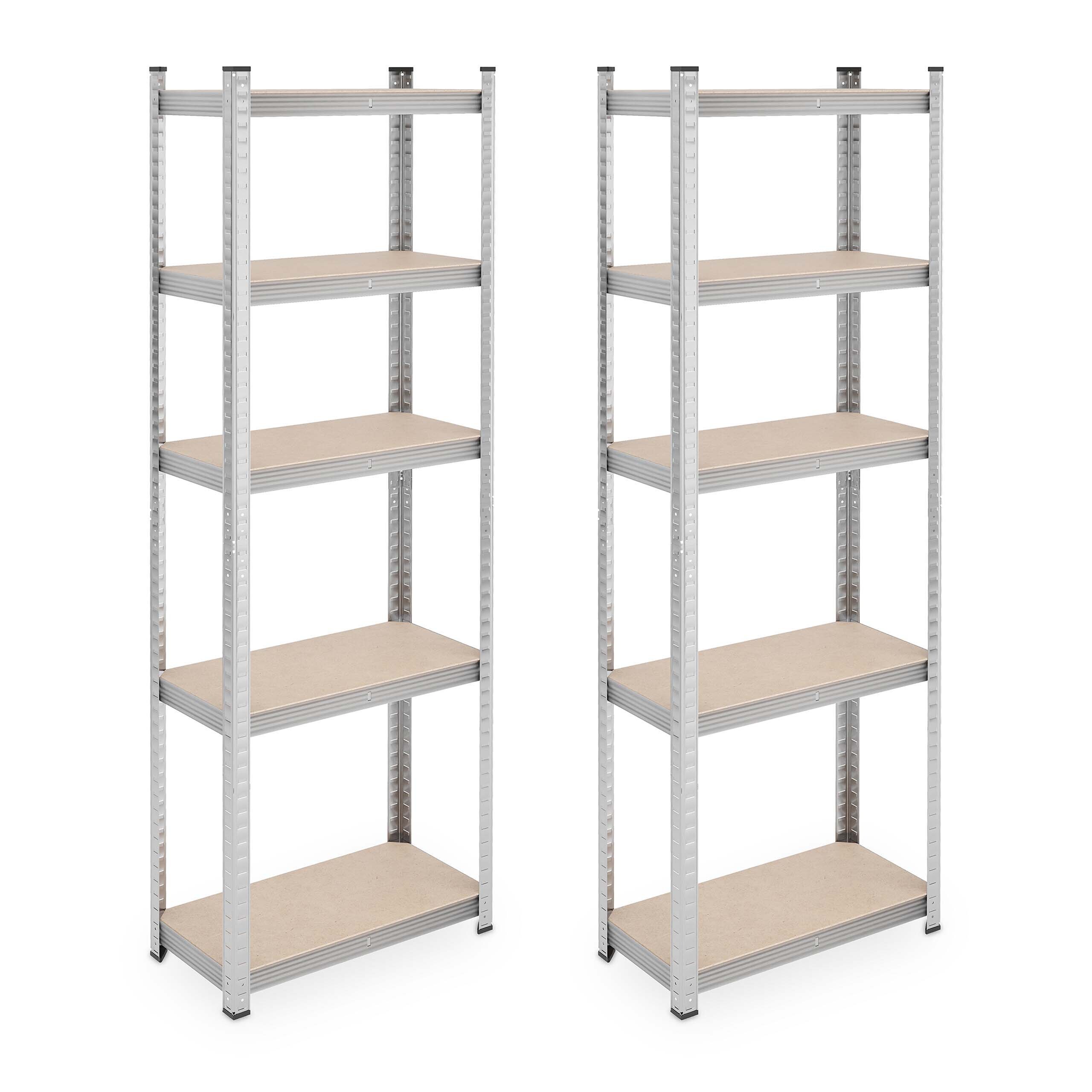 TEMU Scaffali per carichi pesanti, set , 5 ripiani, 180 x 60 x 30 cm, portata totale 500 kg, acciaio con ripiani in MDF e piedini in plastica, a