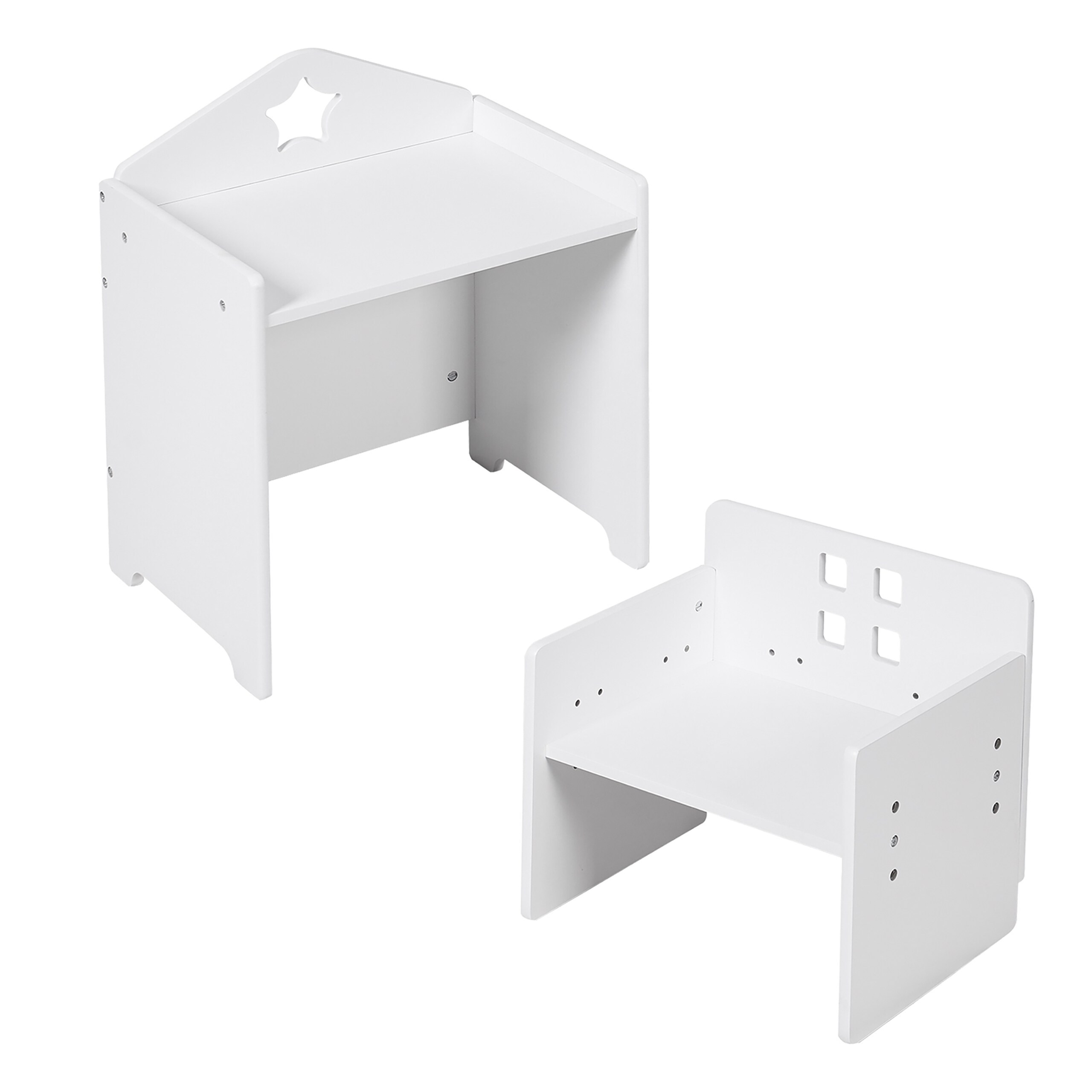 TEMU Ensemble table enfant étoile, 2 pièces, MDF, blanc, table 48.5 x 38 x 30 cm, chaise 34 x 35 x 27.5 cm, avec noir, pour chambre d’enfant,