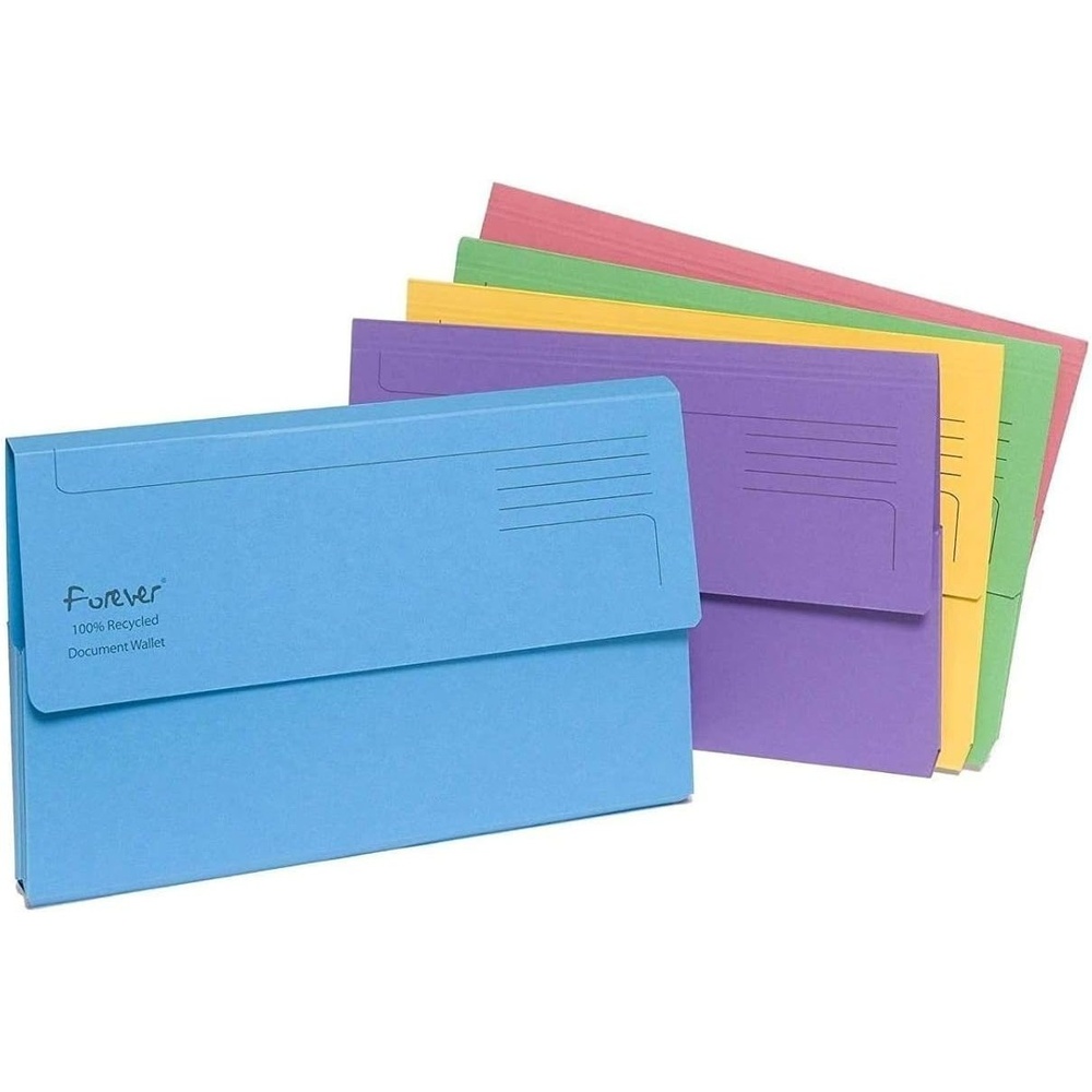 TEMU Exacompta Forever A4 Half Flap Document Wallets Assorted Colours - Pack Of 5