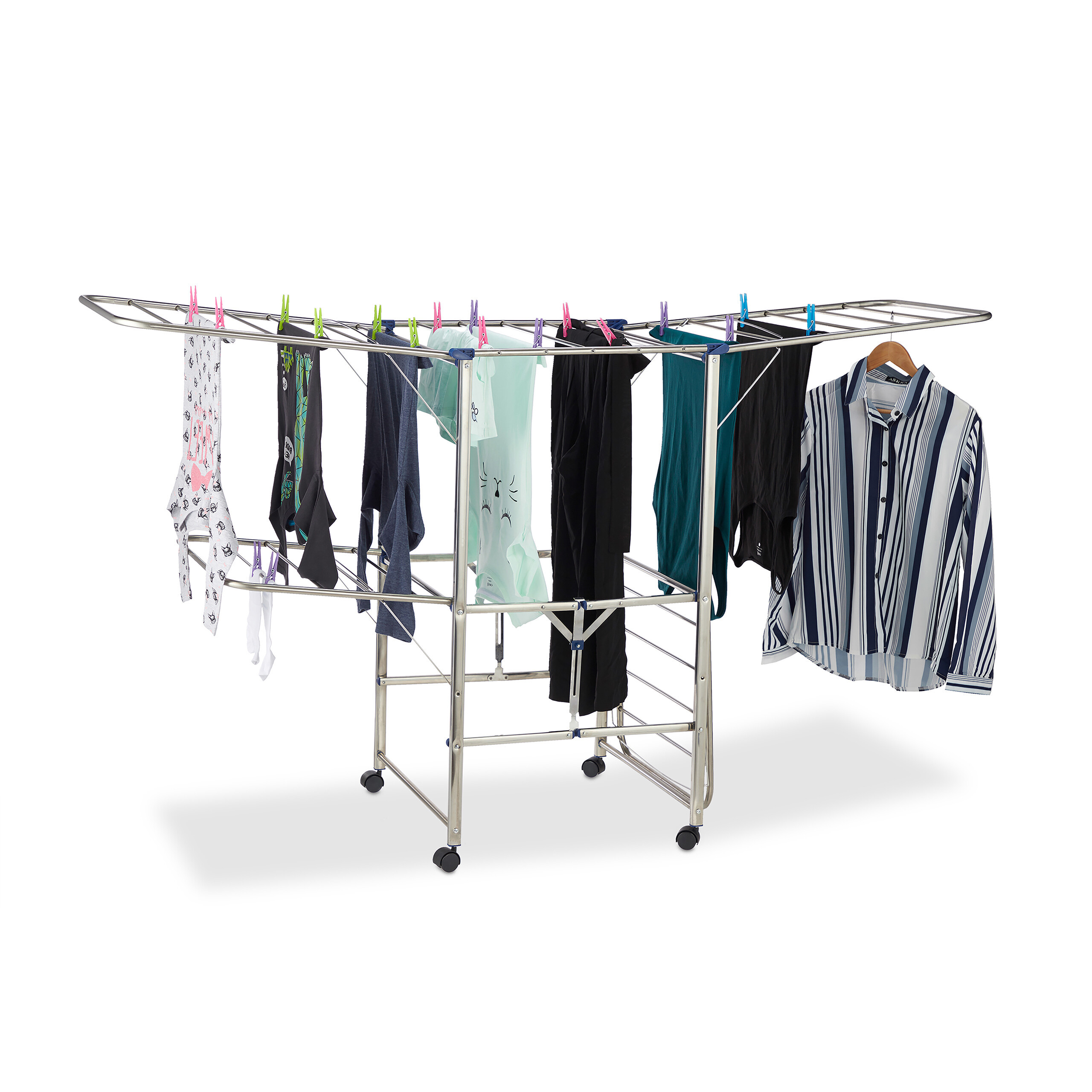 Silver Laundry Drying Rack - (w)185.5 X (h)111 X (d)53 Cm