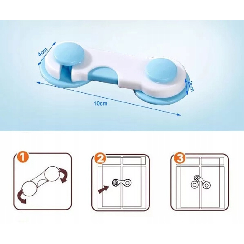 10-Komadni Bijeli i Plavi Sigurnosni Brave za Ormare i Ladice s Jakim Ljepilom za Zaštitu Djece