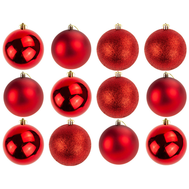 TEMU Kunststoff-Baumgirlande, 12-teiliges Set, rote Weihnachtsbaumschmuck