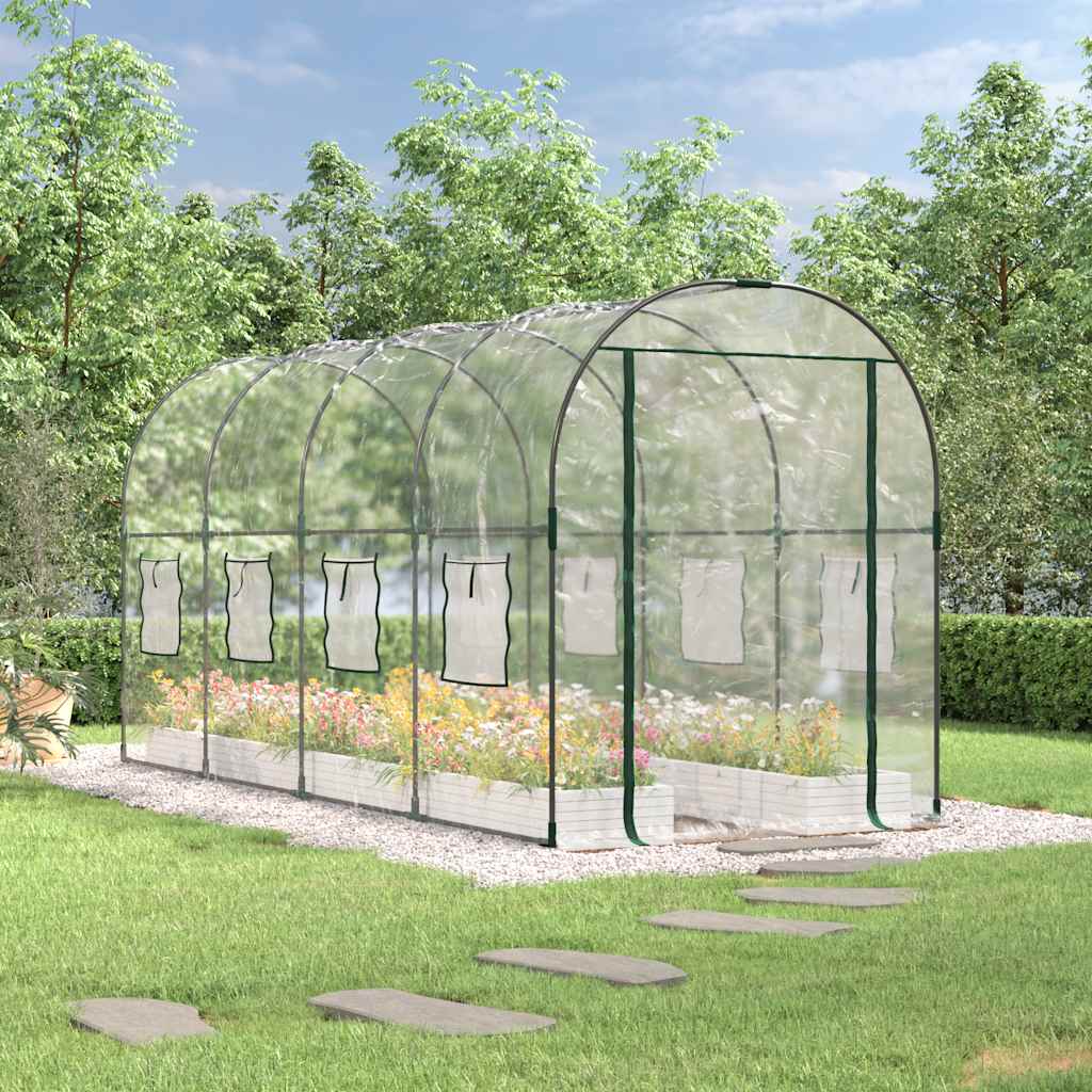 Image of Greenhouse, Garden House With Cover, Greenhouse With Sliding Window Sliding Door, , Transparent 160x400x190cm Pvc Steel
