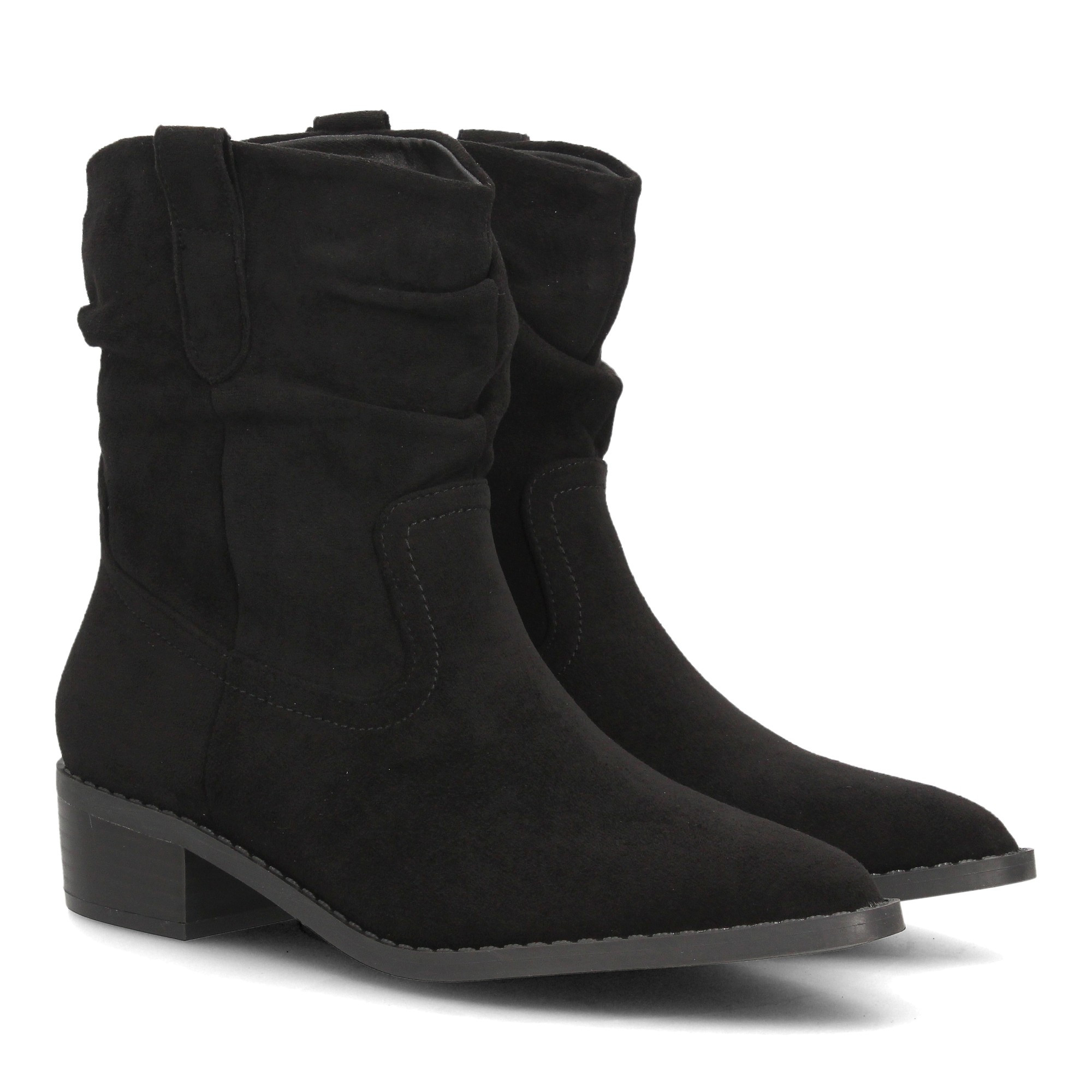 Image of Women's Casual Western-style Boots, Fringed Shaft, Suede-like Texture With Zipper Closure And Smooth Print. Low And Wide Heel, Ideal For Autumn-winter.
