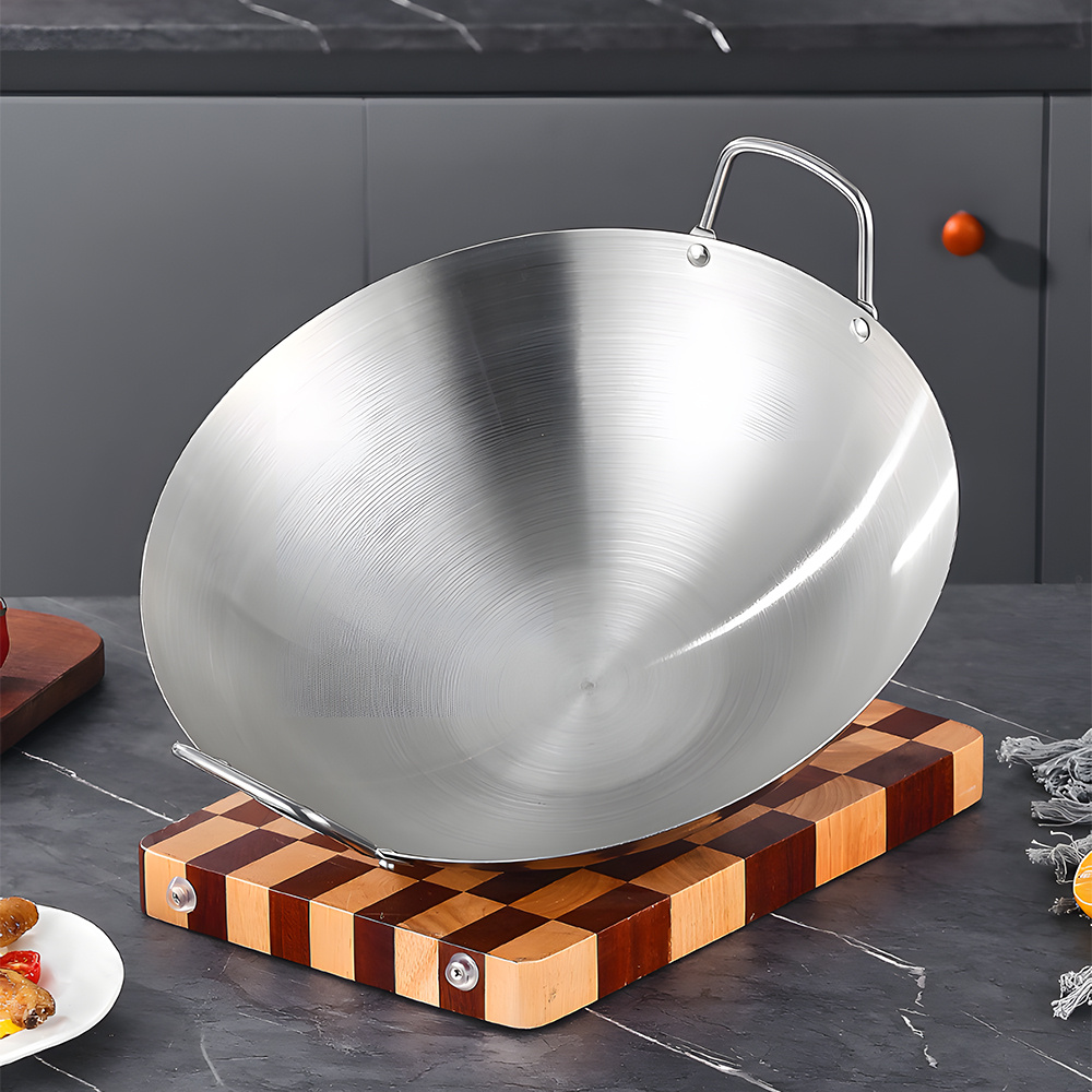 TEMU Stainless Steel Frying Pot Large Capacity Round Bottom Wok For Gas Stove Cooking Utensil Easy To Clean Kitchen Accessory For Bbq And More