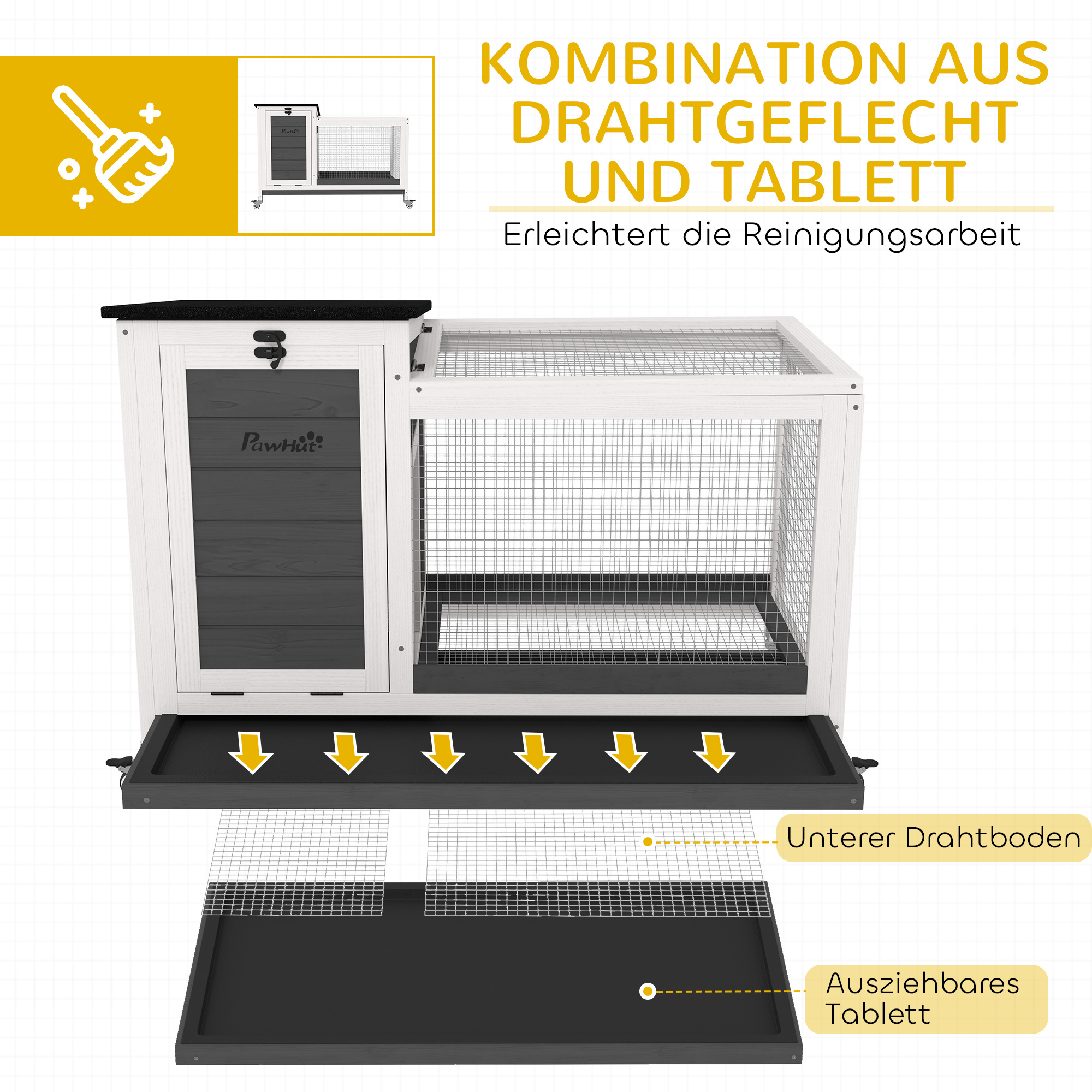 Houten konijnenhok met wielen voor vrije uitloop