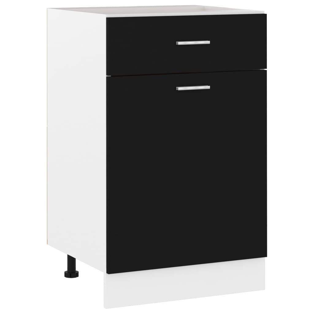Image of Vidaxl "" Black Base Cabinet, 50x46x81.5 Cm, Wood Material, Kitchen Cabinet, Catering Cabinet, Commercial Furniture, Kitchen Furniture, Storage Cabinet