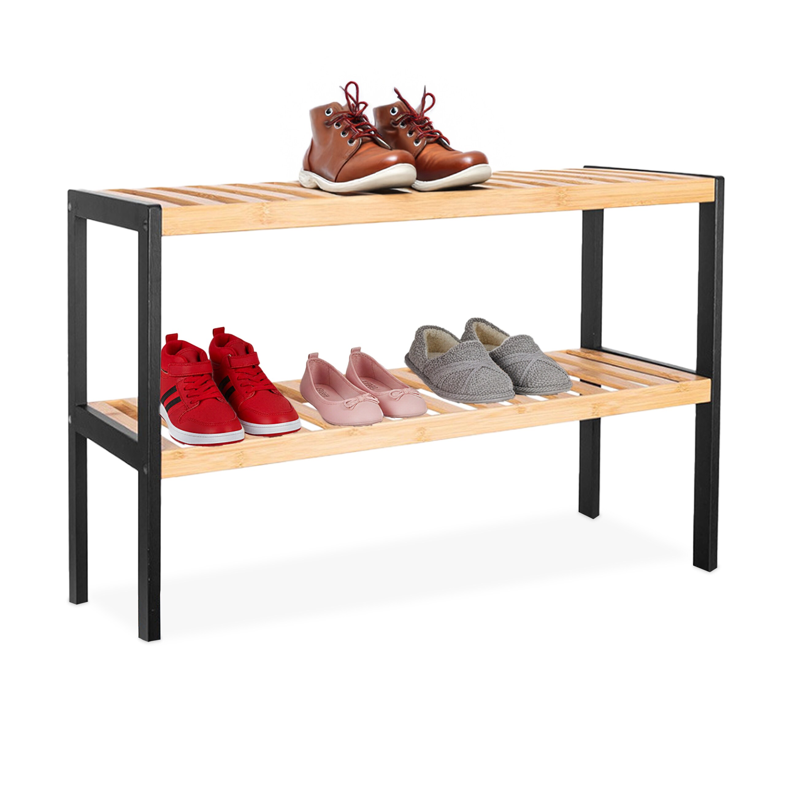 Shoe Rack In Natural/black - (w)70 X (h)33 X (d)