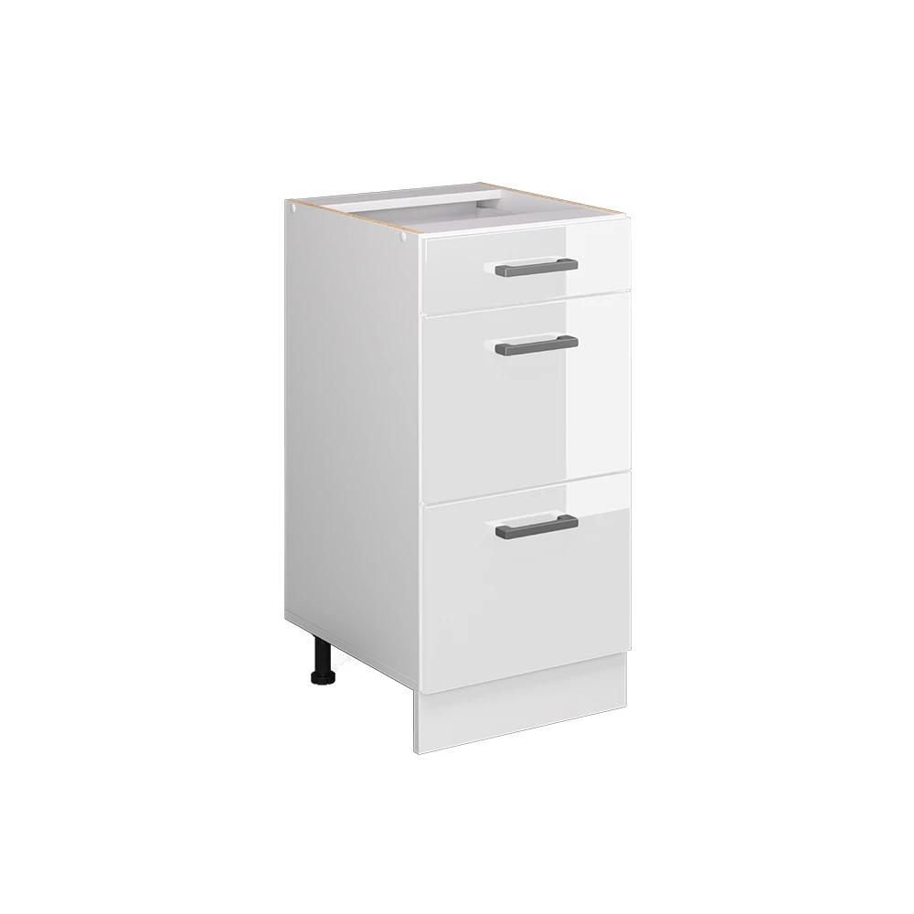 Kitchen Base Cabinet, White High-gloss 40 Cm With Drawers, Without Worktop Base Cabinet For The Kitchen Kitchen Cabinet With Drawer The Kitchen Furniture Chipboard, 16 Mm Kitchen