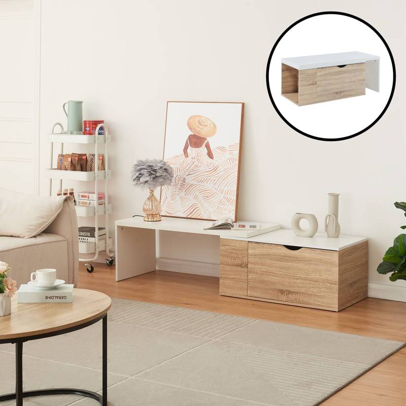 TEMU Table d'appoint 'Österåker' avec plateau extensible 100 ,5 x 40 cm, / Blanc