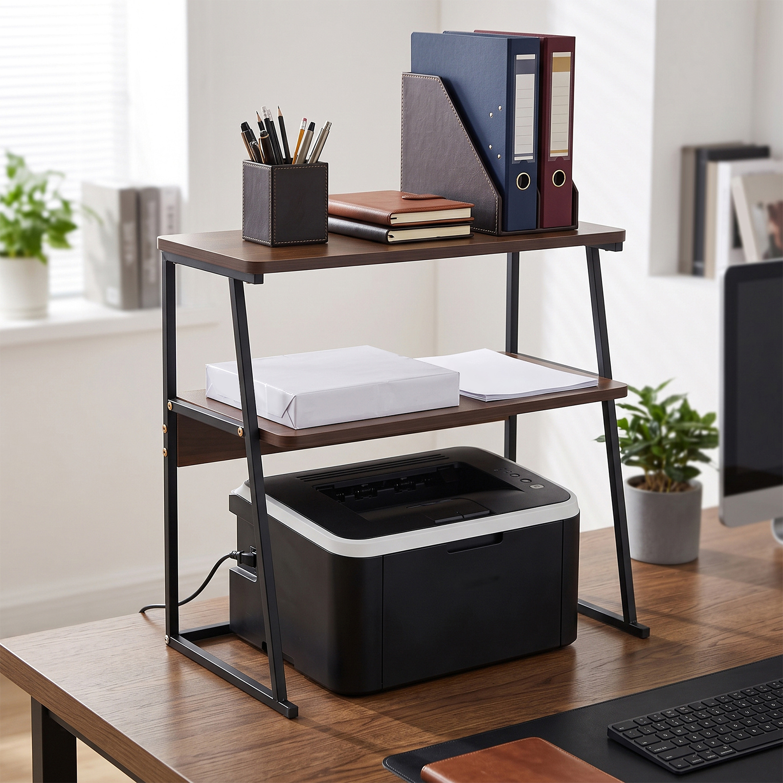 Three-Tier Desktop Storage Rack and Bookshelf