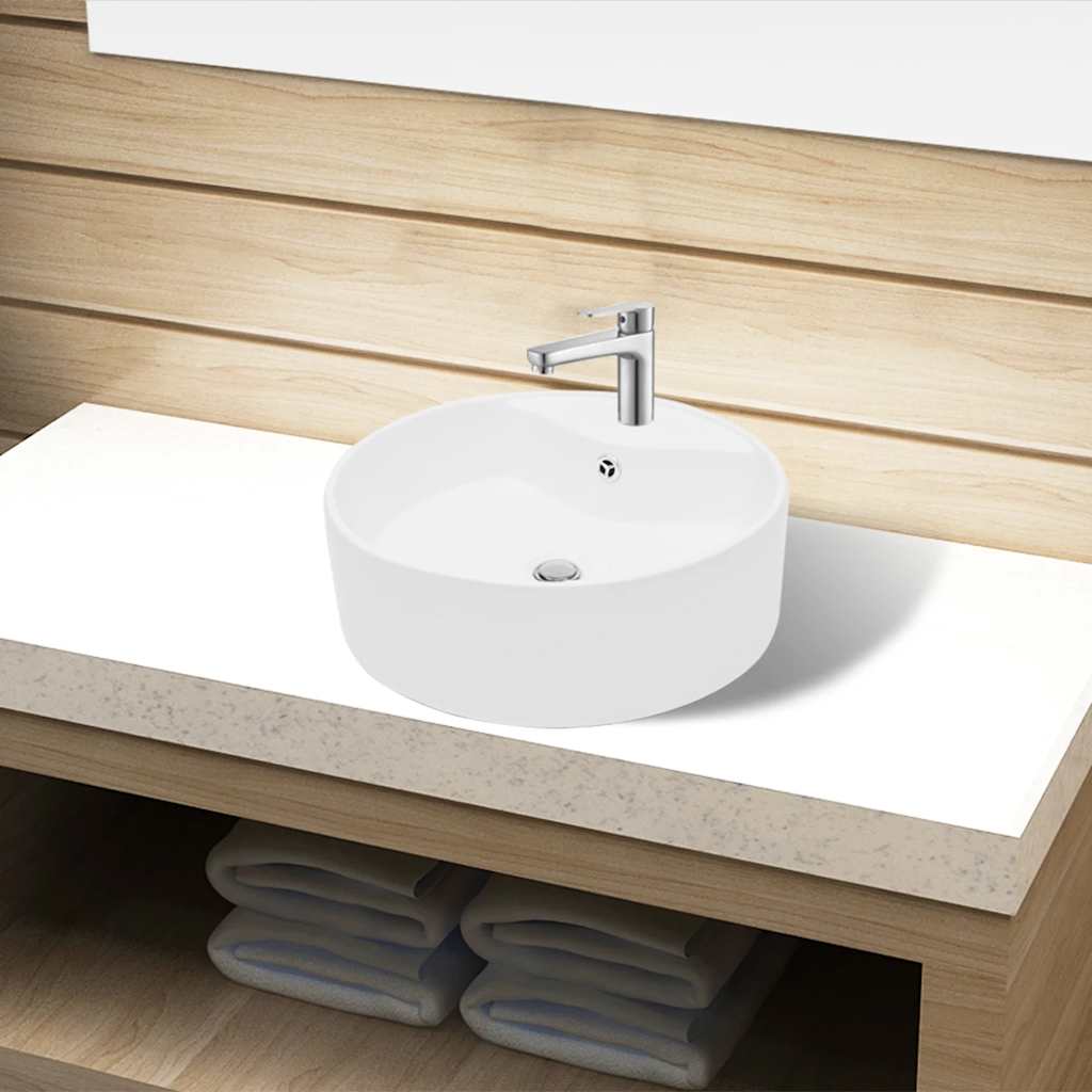 Image of Washbasin Washstand Countertop Sink With Faucet Hole