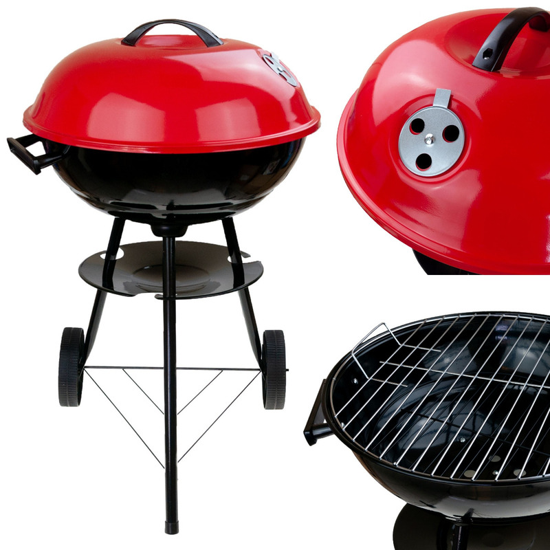 TEMU Barbecue de jardin rond de bois avec bac à cendres et grille portable