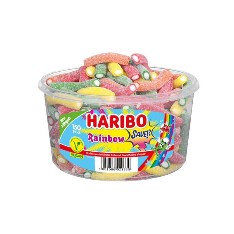 Haribo - Rainbow Sour - Fruit Gummies - Box Of 150 Pieces - 1.2kg