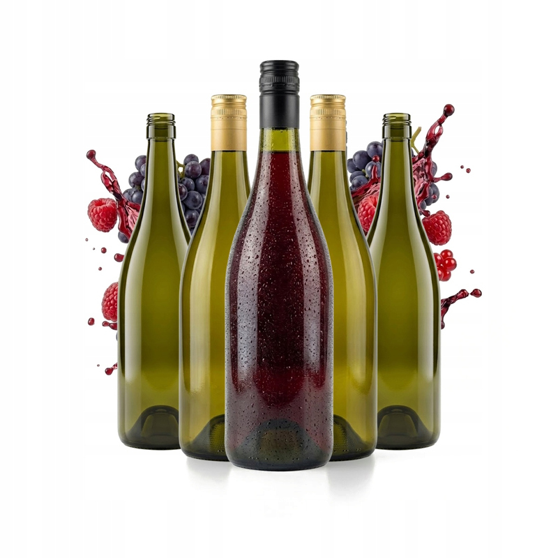 5 Glass Bottles Wino 1l Olive For Wine Liqueurs Juices Syrups With Caps 1000ml
