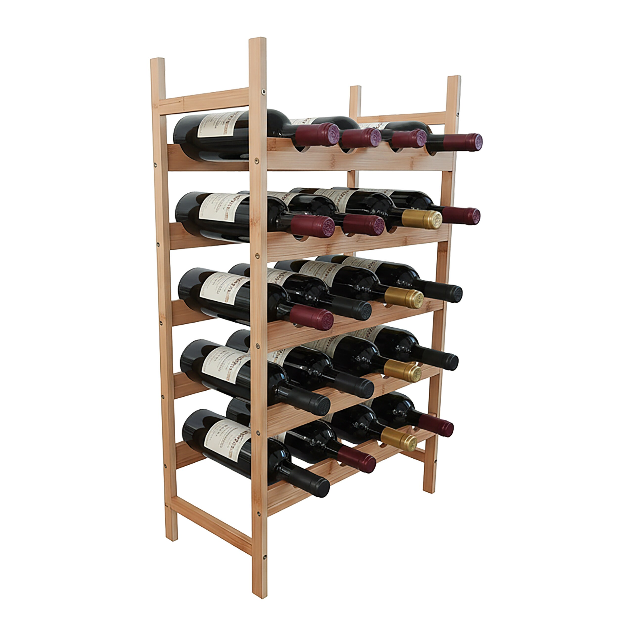 Image of Wine Rack For 20 Bottles, Bamboo, 73 X 45 .5 Cm, , Lying Storage, For Living Room, Kitchen And Home Bar, Wine Holder, Beverage Shelf, Bottle Stand, Relaxdays