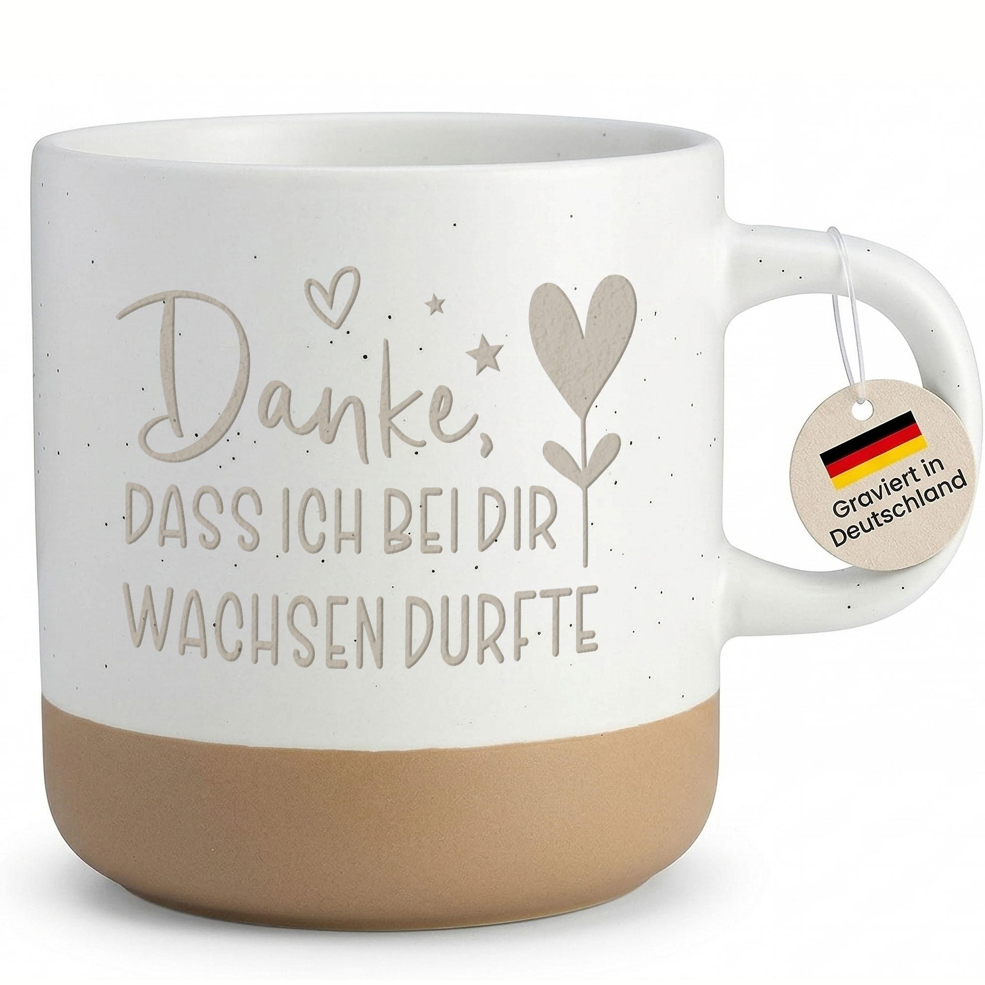 Image of Mug With Engraving Thank You For Letting Me Grow - Gift For Mom, Dad, Educator, , Parents, Family, Farewell, Birthday, Christmas, Appreciation - Stoneware Coffee Mug With Handle