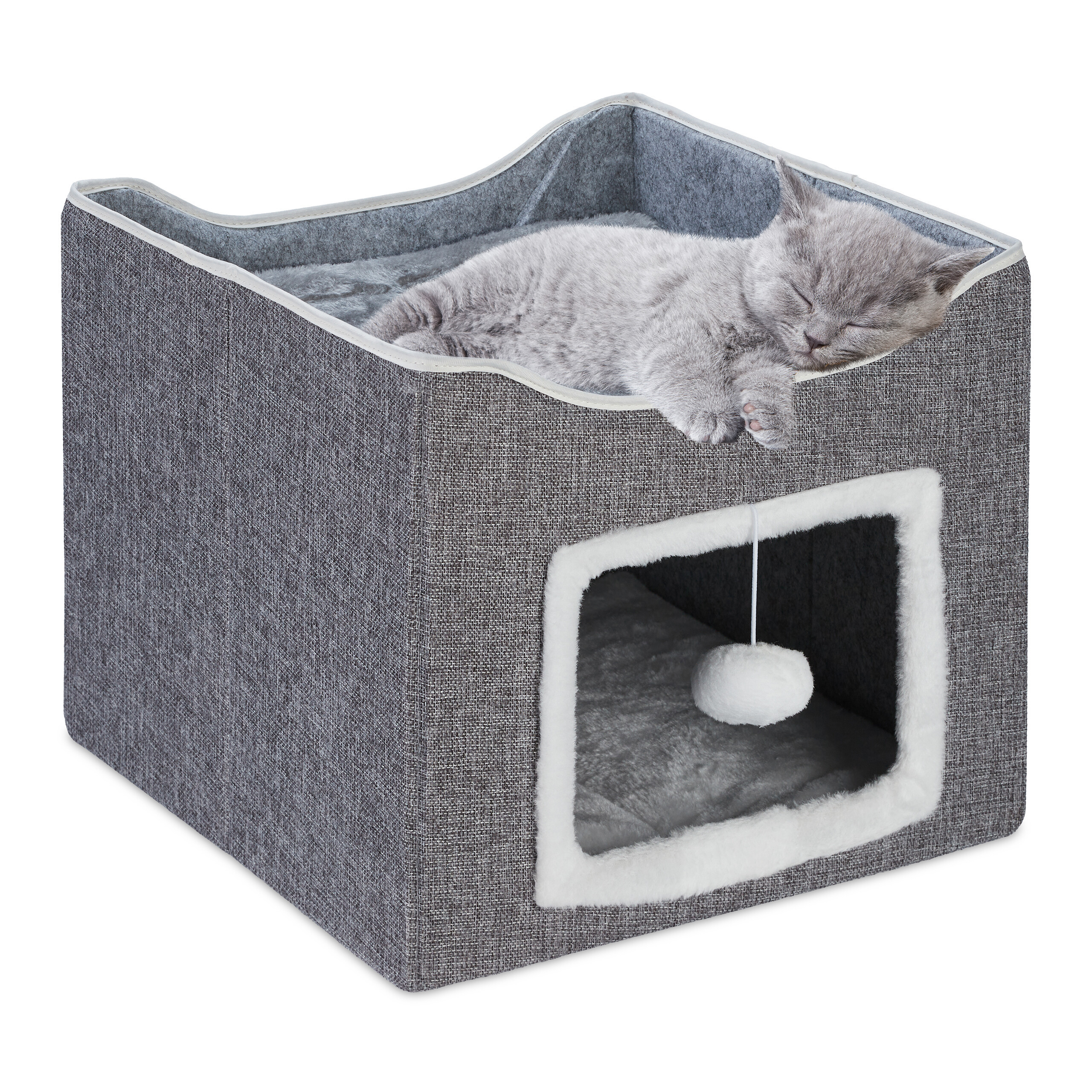 Cat Cave In Gray - (w)40 X (h)32 X (d)40 Cm