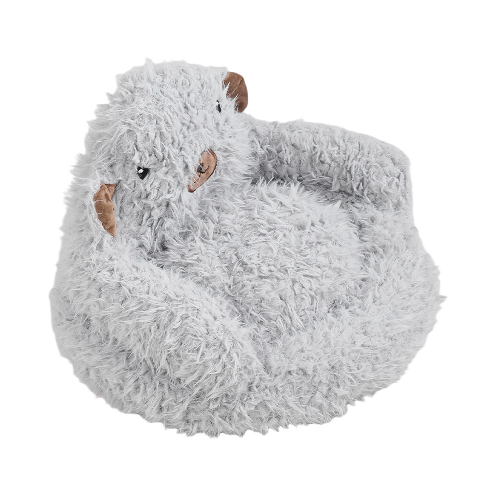 Alpaca-Shape Round Pet Couch, Soft Cat Nest Cave