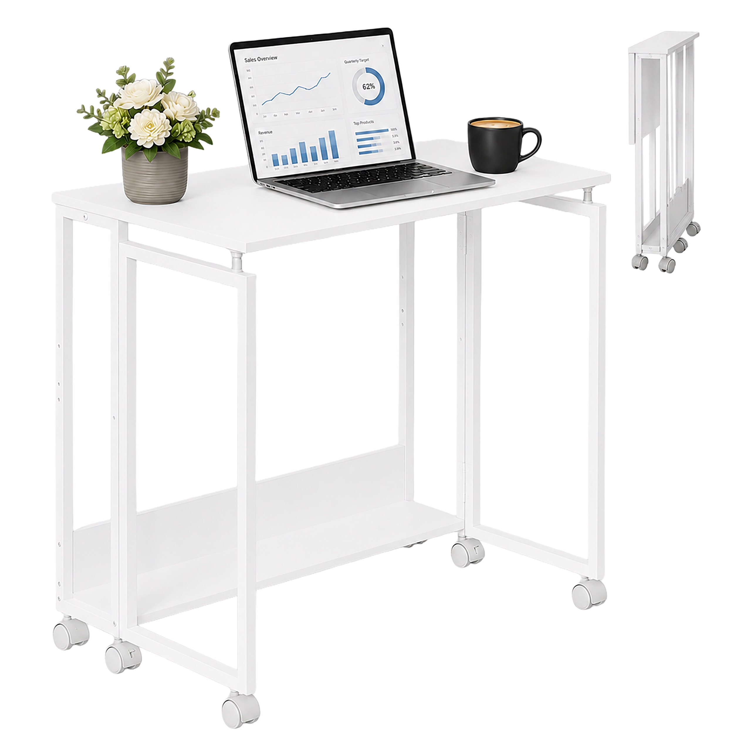 Image of Folding Desk In White - (w)60 X (h)75 X (d)50 Cm
