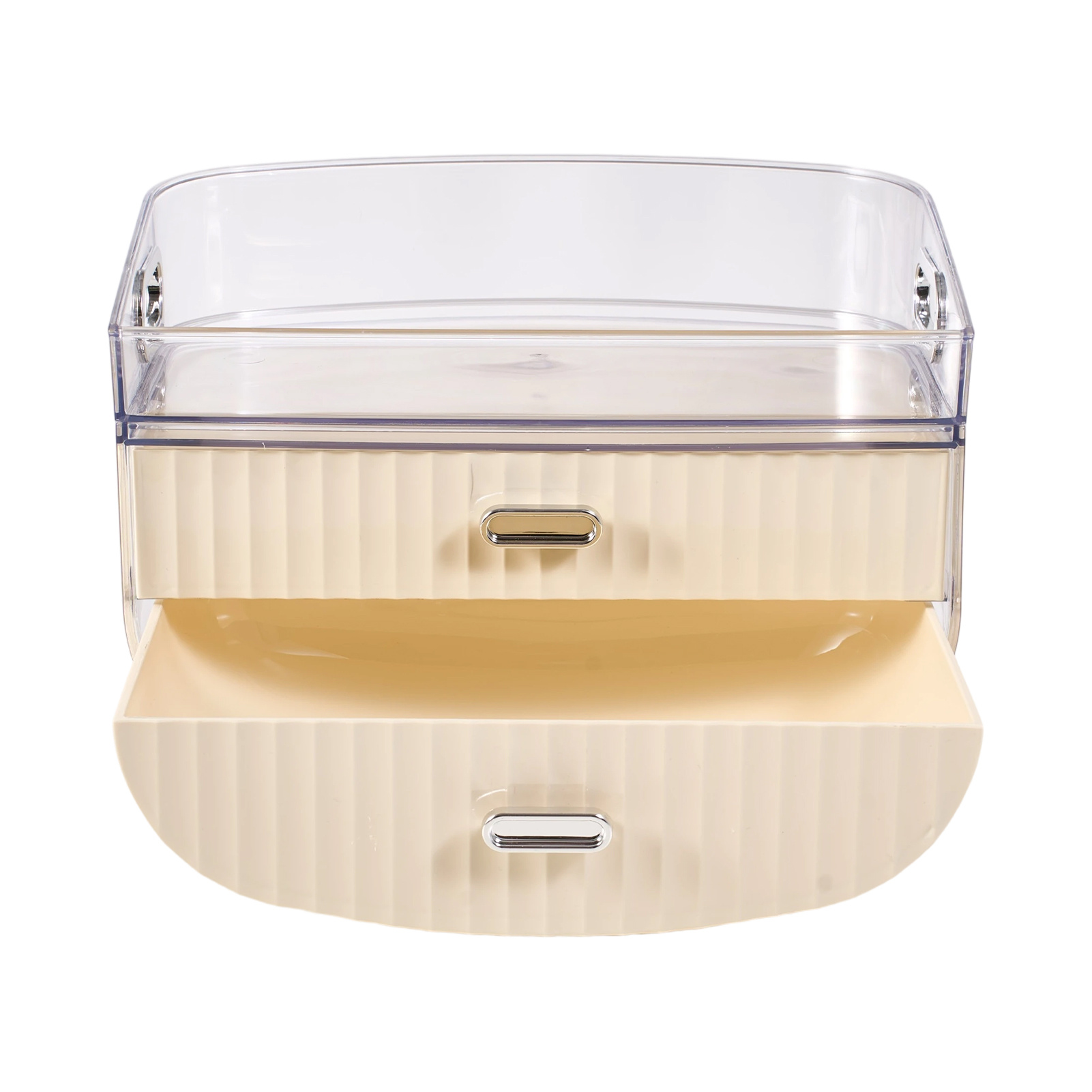 Vanity Countertop Cream Makeup Organiser with Drawer