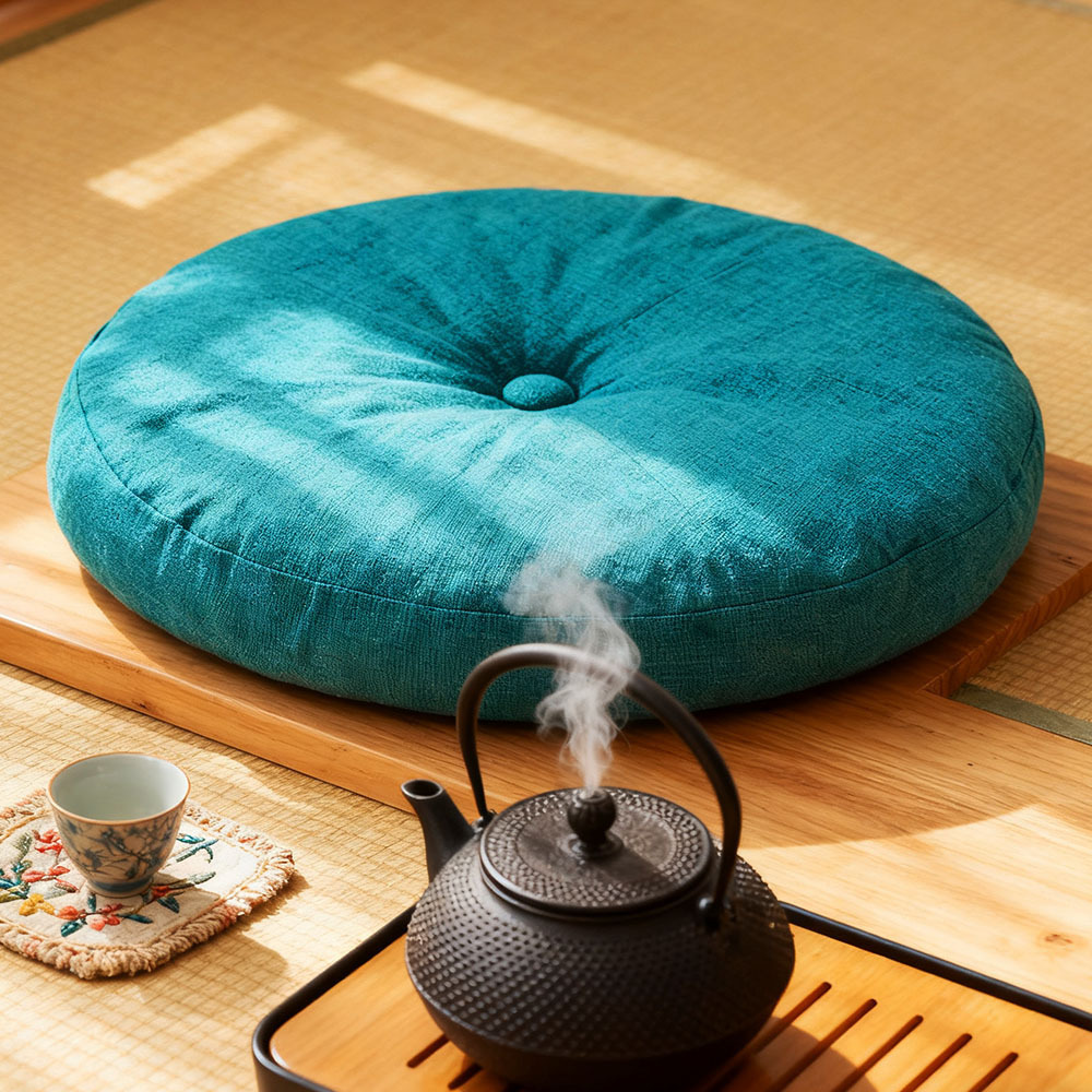 TEMU 1pc Linen Thicken Round Seat Pad, Waist Support Pillow, Large Booster Cushion Floor Seat Cushion, Soft Thick Firm Garden Kitchen Dining Room
