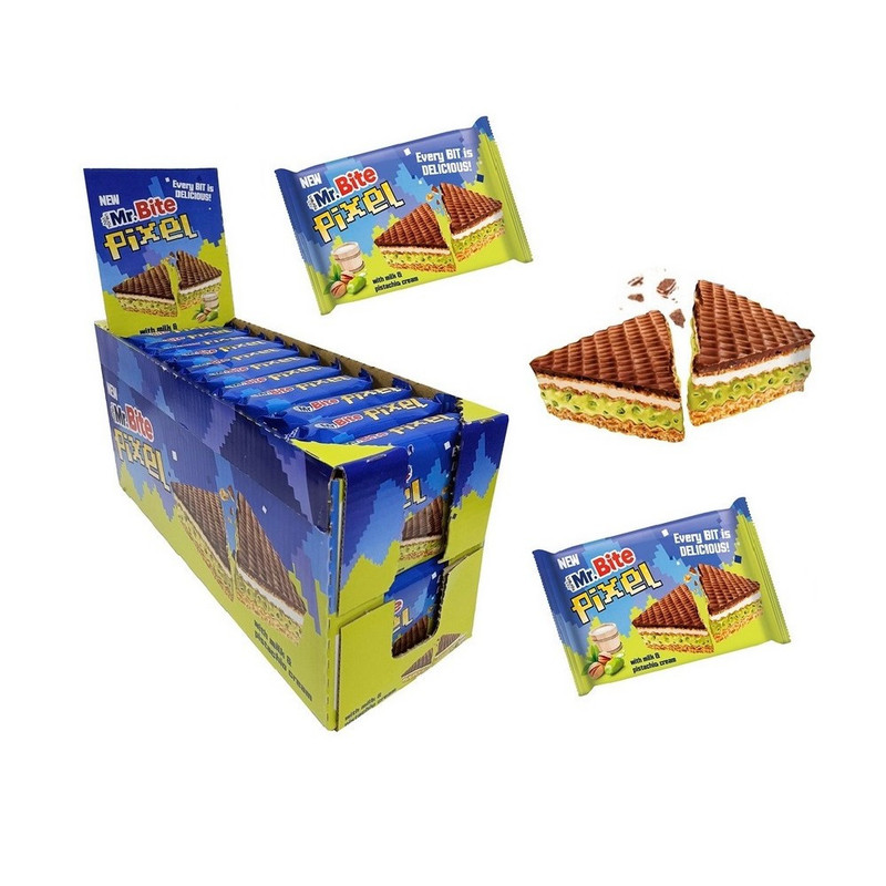 Image of Mr. Bite Pixel Pistachio Waffle Slices 24 X 28g Best Before: 02/09/2026