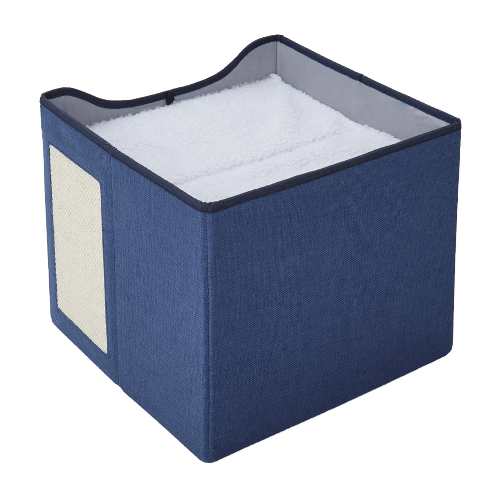 Foldable Cat Cave Bed with Scratch Pad for Indoor Cats