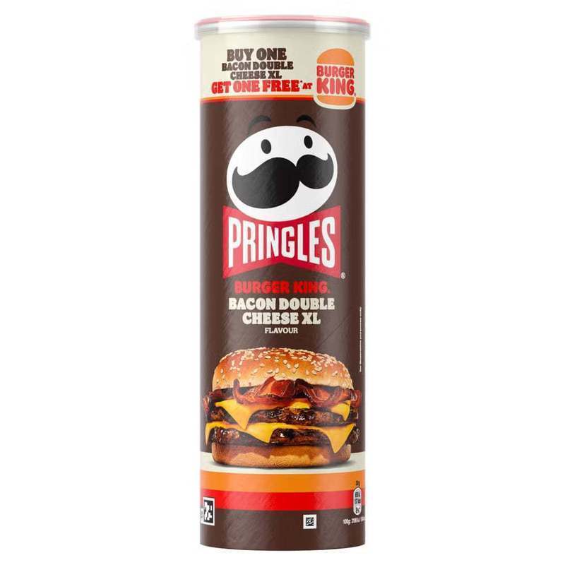 Pringles Burger King Bacon Double Cheese Xl 165g | Bacon & Cheese Flavor | Crispy Potato Chips | Candy & Bar®