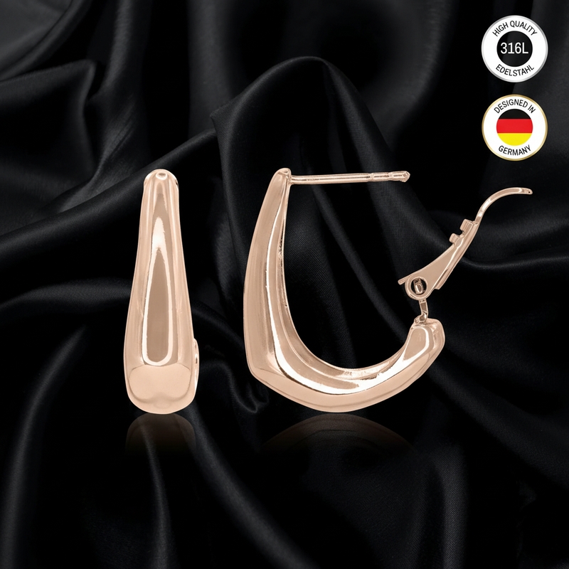 Women's Earrings - Rose Golden - Clip-on - Waterproof