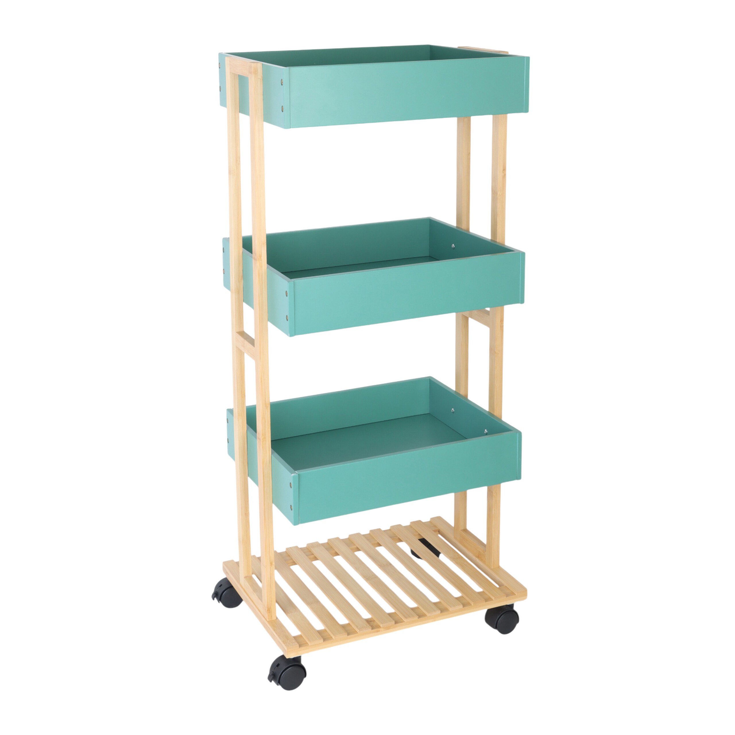 Serving Cart In White/mint - (w)40 X (h)88 X (d)30 Cm