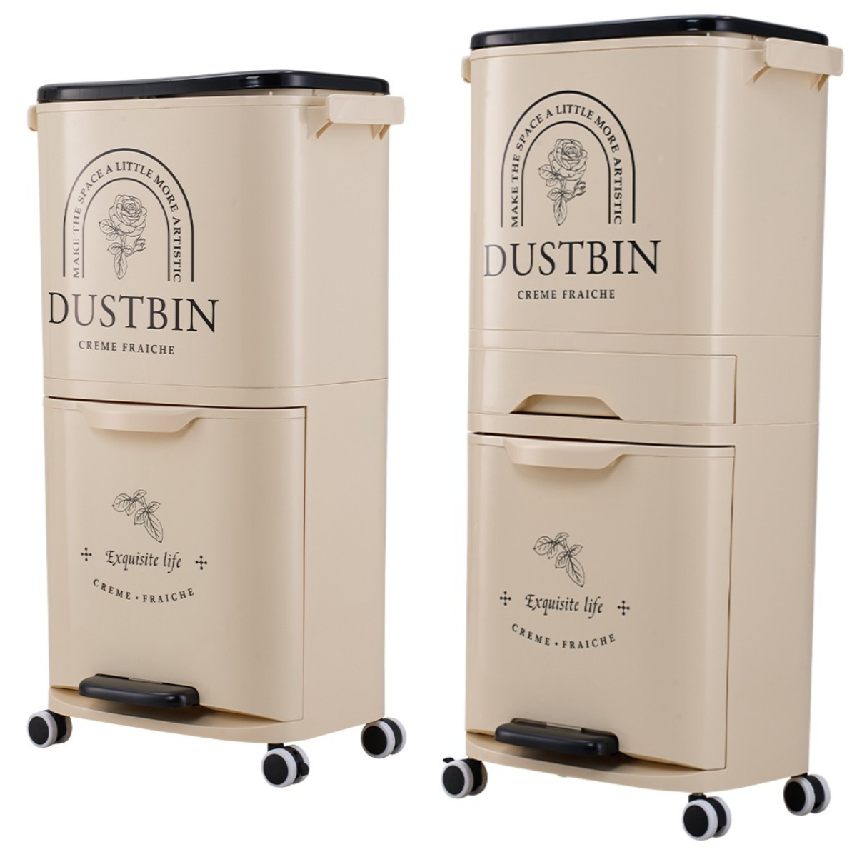 TEMU Large Capacity Recycling Bin Room Plastic Trash Tier Waste Bin Dry Wet Rubbish Sorting