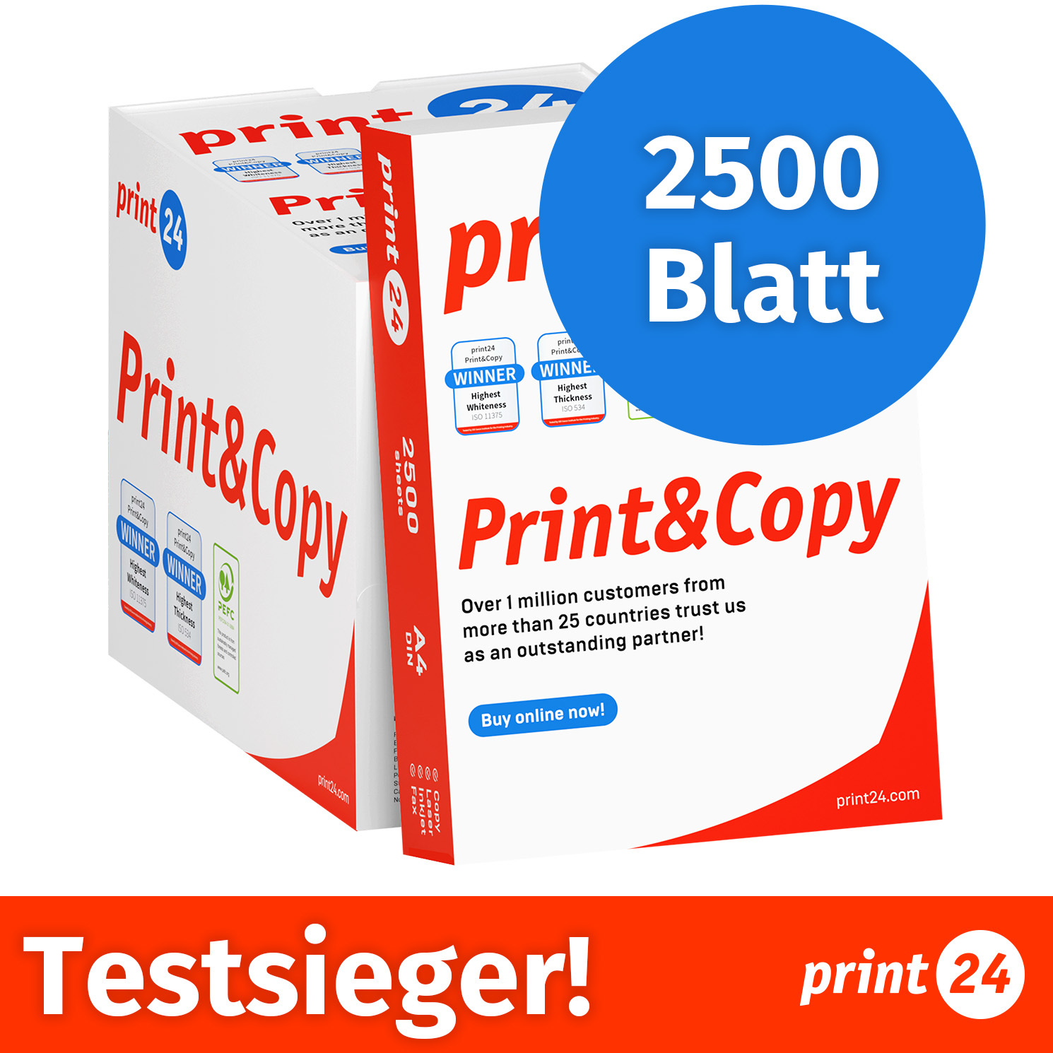 Image of Printer Paper 2500 Sheets 5 X 500 A4 80g Certified "sid / -24