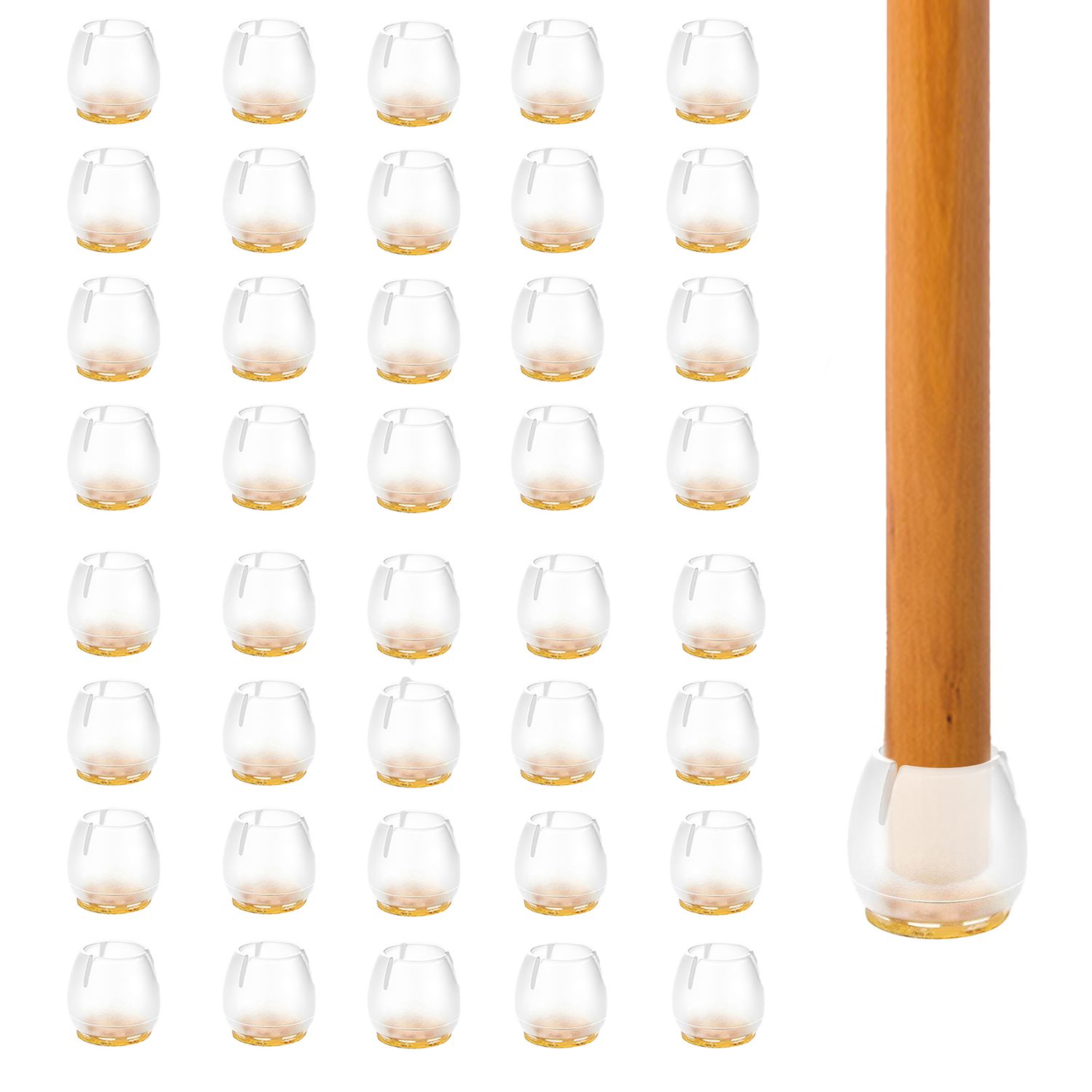 Image of 40-piece Chair Leg Caps, Furniture Foot Caps With Felt Pads For 12-16mm Wide Chair Legs, Chair Foot Caps, Chair Leg Protectors, Scratch And Noise Protection, Furniture Protective Caps