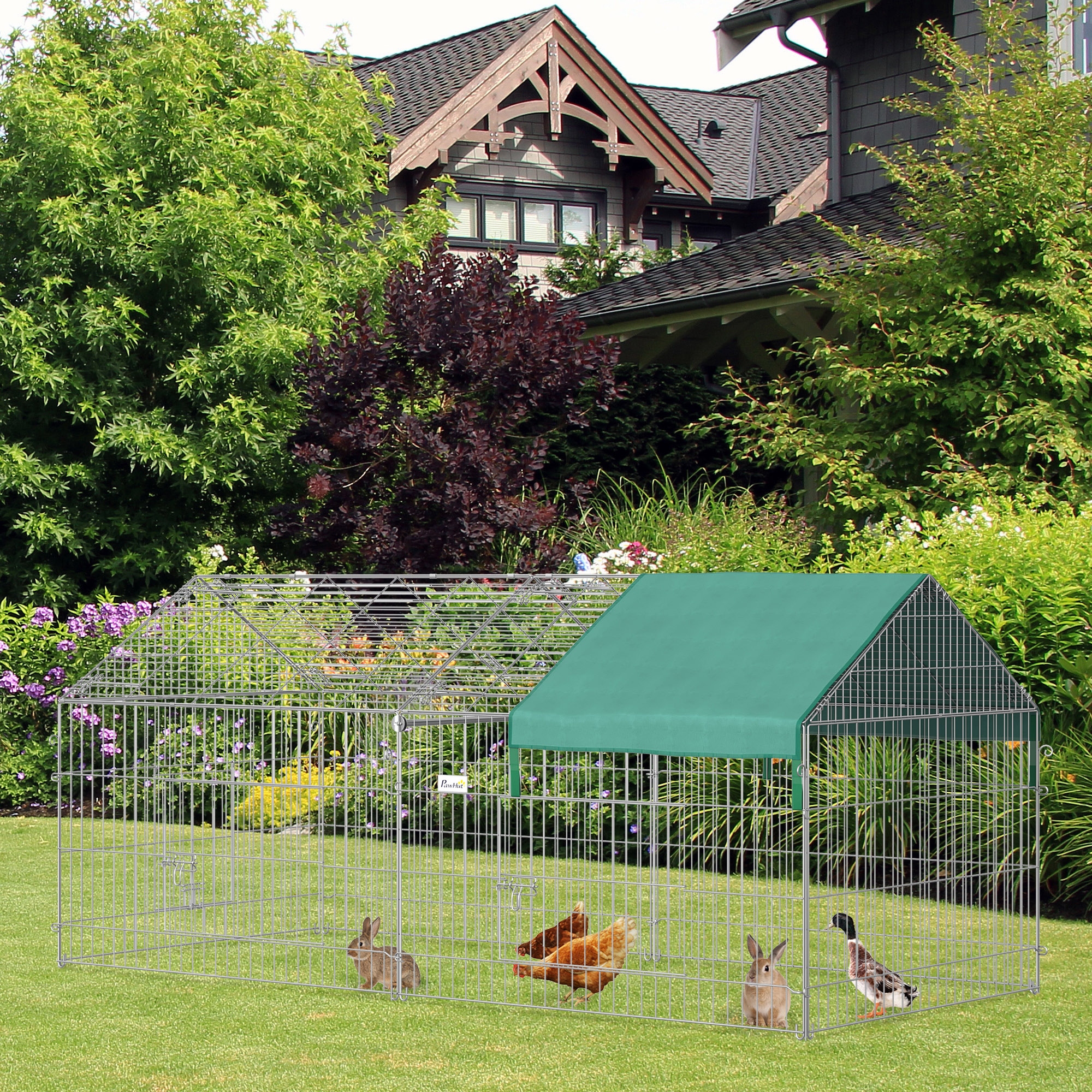 Image of Enclosure 220 X 103 X 103 Cm, Small Animal Enclosure With Roof, Removable, Waterproof Small Animal Cage For Guinea Pigs, Small Animal Enclosure For Small Animals, Hamsters, Rabbits, Green.