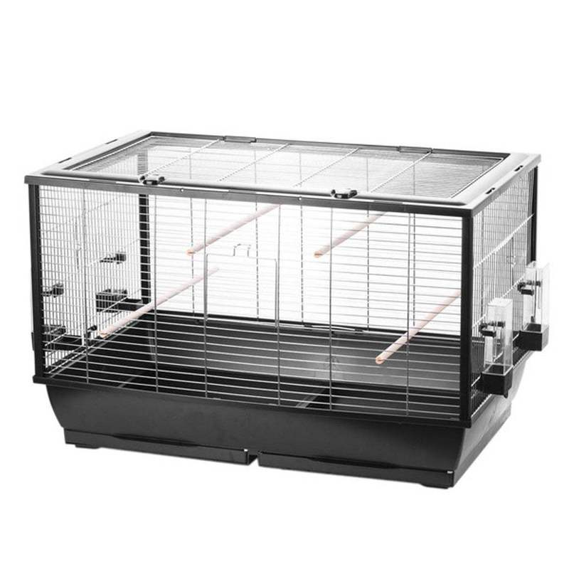 Image of Bird Cage With Roof Opening & Free Flight, Chrome/black, 78x47.5x50.5 Cm