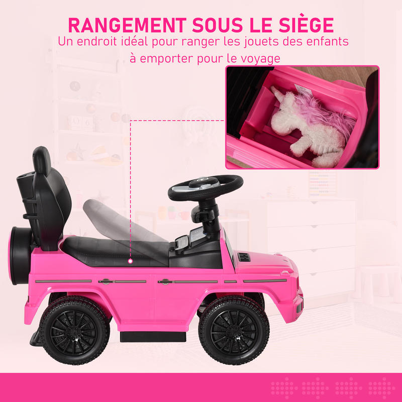 Multifunctionele Kinderwagen voor 12-36 Maanden met Toeter, Voetpedaal, Veiligheidsbeugel en Roze Kap