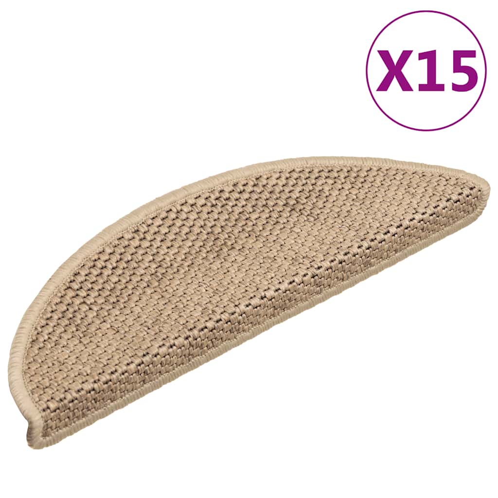 Arvexon Non-Slip Stair Tread - Soundproofing -   - Universal Design -   Self-  Stair Treads 15pcs 56X17X3 Cm Sand
