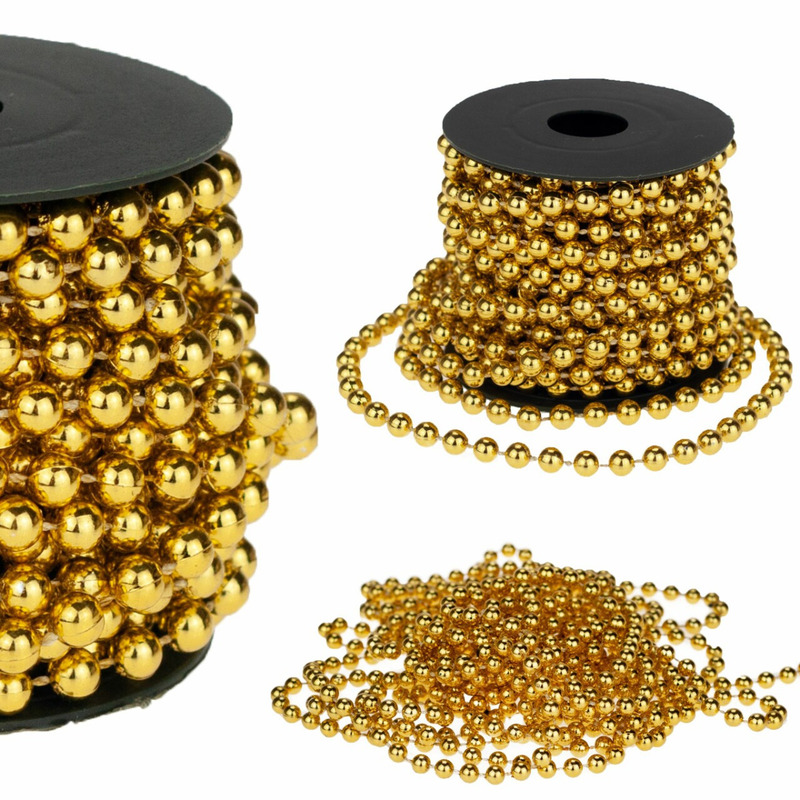 Image of Golden Christmas With Beaded Garland Spool, 5m