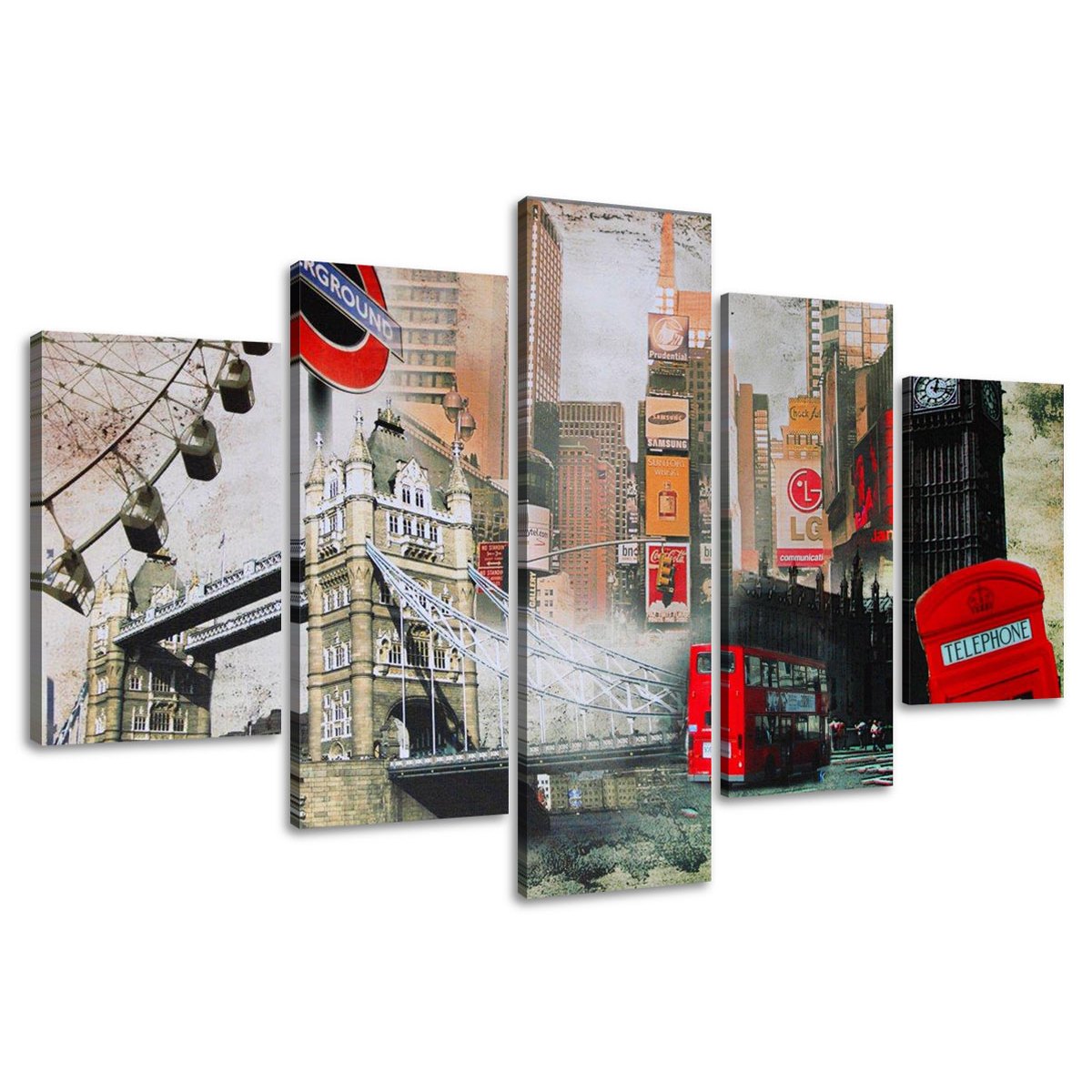 Image of Framed 150 X 80 Cm London Art Print – Modern Canvas Wall Art For Living Room & Lounge | Elegant Canvas Painting – Item No. 5515
