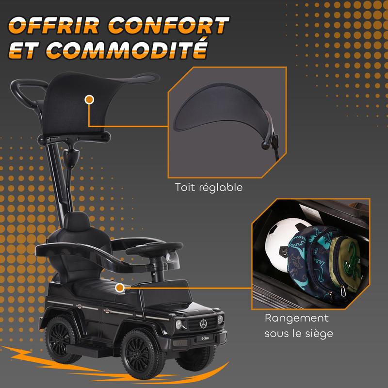 Multifunctionele Kinderdrager voor Kinderen van 12-36 Maanden met Toeter, Voetpedaal, Veiligheidshek en Zwarte Paraplu - Afbeelding 6