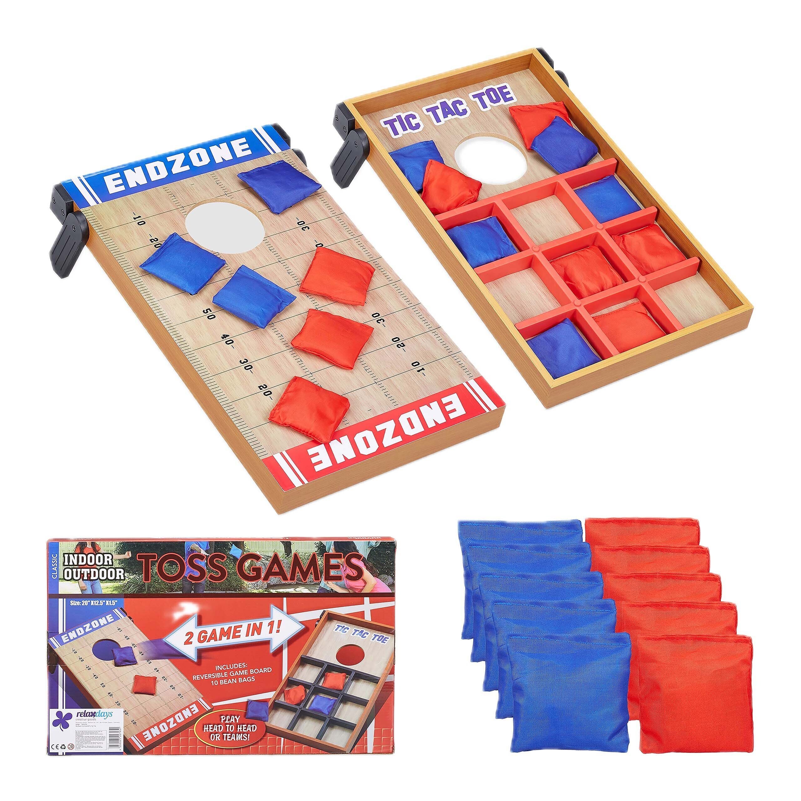 TEMU Wurfspiel 2-in-1, 10er Set, beidseitiges Spielbrett 4 x x 51 cm, Holz, Stoff, Kunststoff und Sand, bunt, für Garten, Park und Innenbereich,