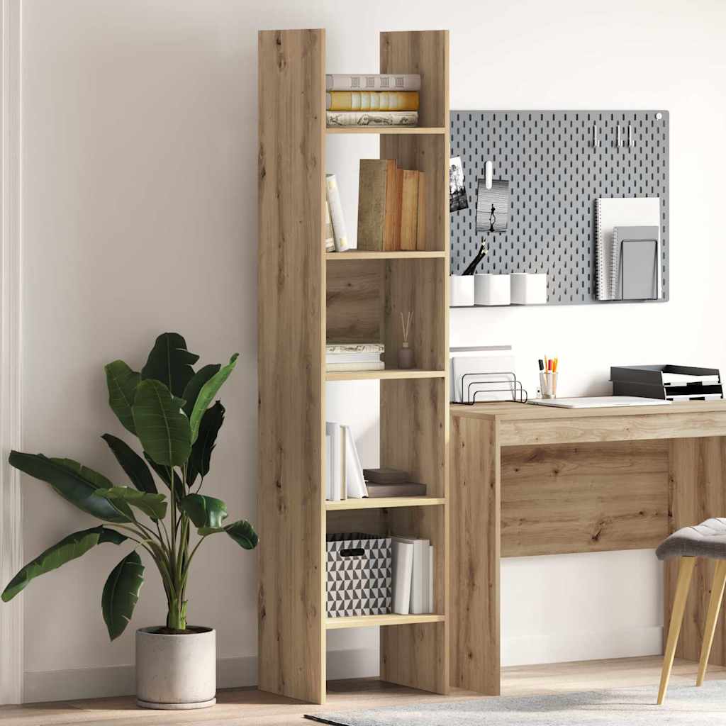 Vidaxl Rectangular Oak Bookcase, 40 X 35 X 180 Cm, Indoor Use Only, Rustic Look, Storage Space, Wall Stability, Easy , Includes 1 Bookshelf, For The Living Room