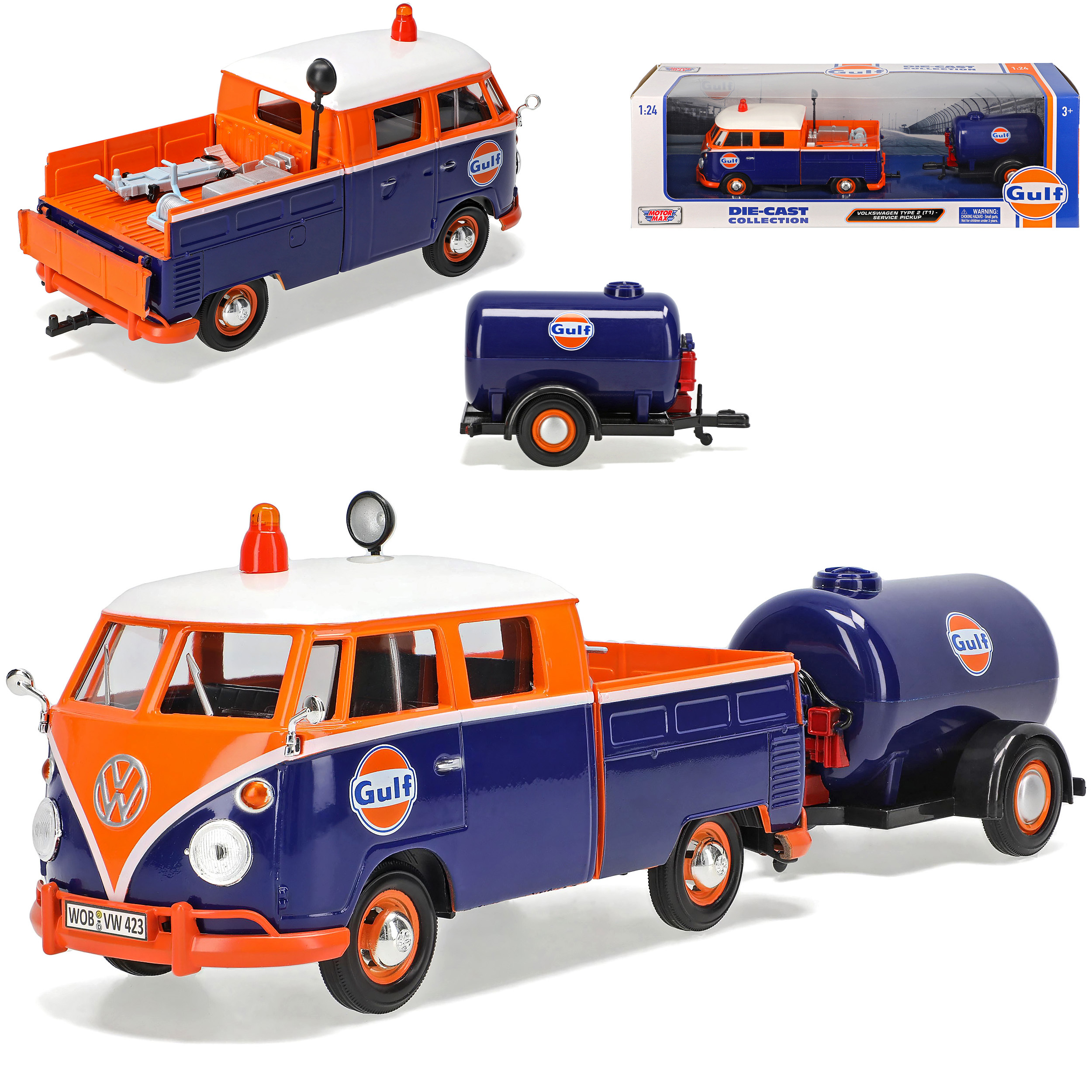 Vw T1 Pickup With Trailer Bus 1950-1967 1/24 Model Car