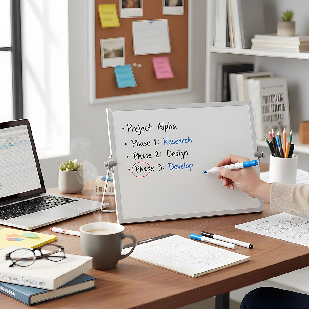 TEMU Magnetic Double-sided Whiteboard, Office Desktop Display Board And Planning Board, Home Message Board, Aluminium Alloy-framed Dry-erase Drawing