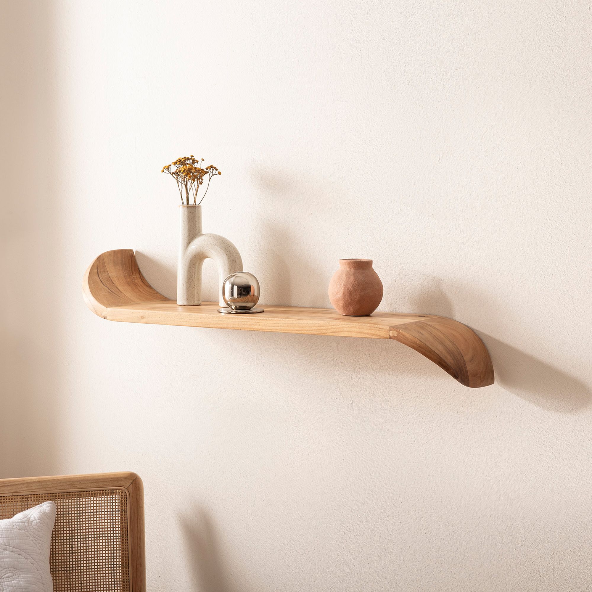 Wall Shelf Mango Solid Wood 80 Cm · Hanging Shelf With Curved Ends · Handmade Floating Shelf In · Shelf Board