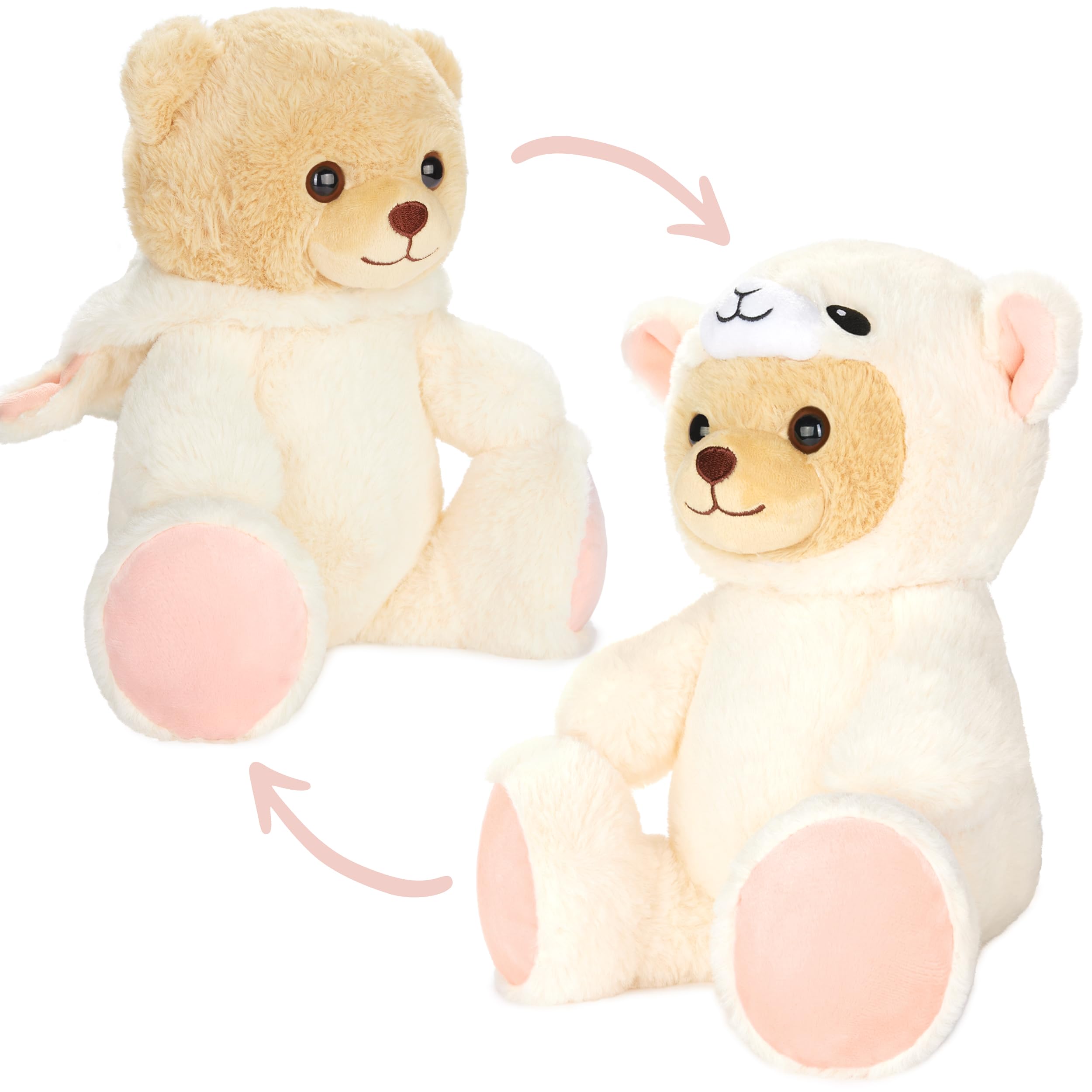 Image of Teddy Sheep - 25 Cm Teddy Bear In Sheep Costume With Hood - Plush Toy For Cuddly - Gift For Children