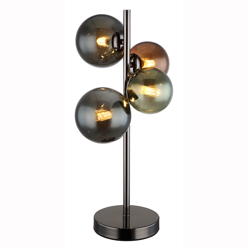 Image of Table Lamp Bedside Lamp Bedroom Lamp Glass Table Lamp Living Room Light, Metal Grey, Led 4x 3.5w 290lm Warm White, H 48 Cm
