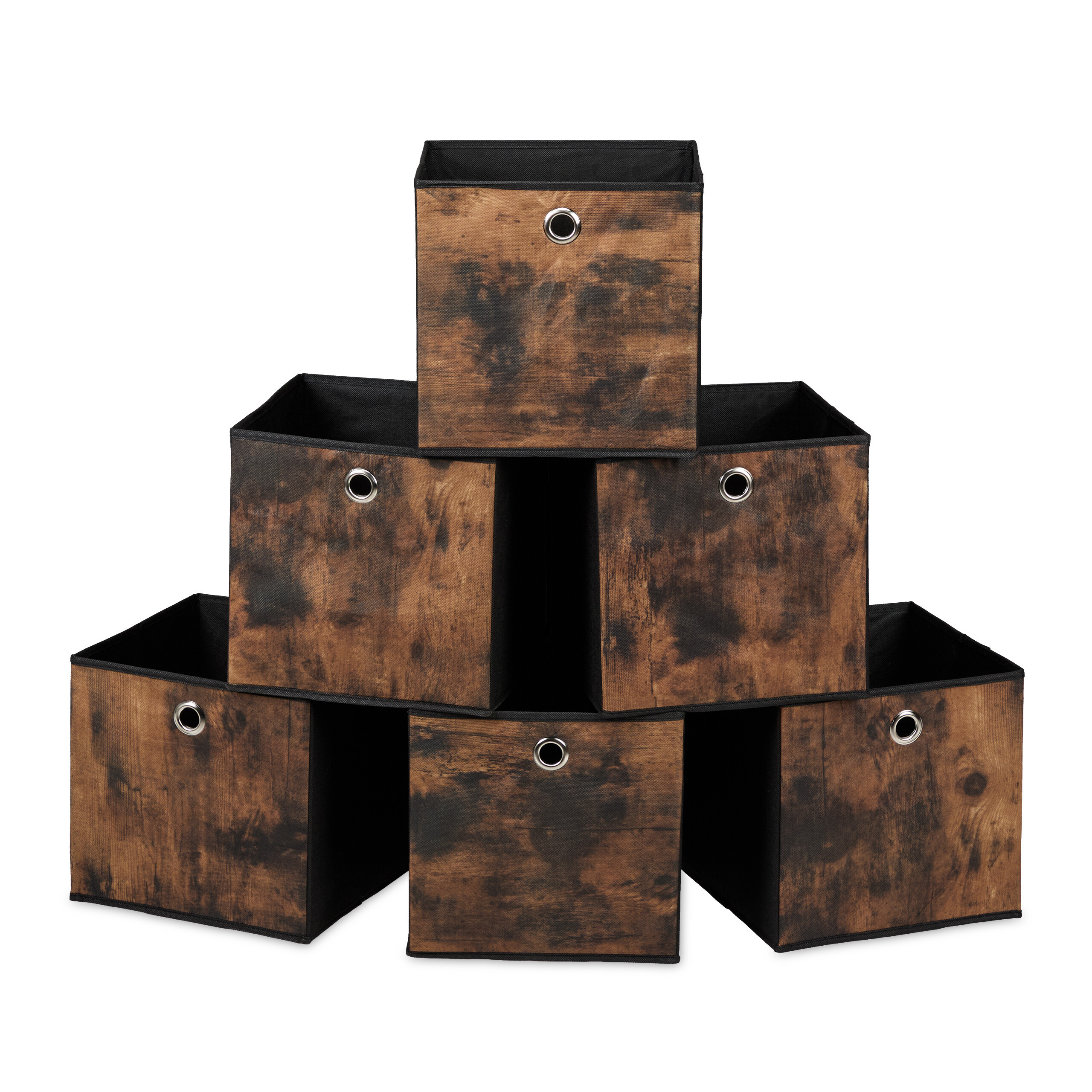 6-piece Storage Box Set In Black/brown - (w)26 X (h)26 X (d)