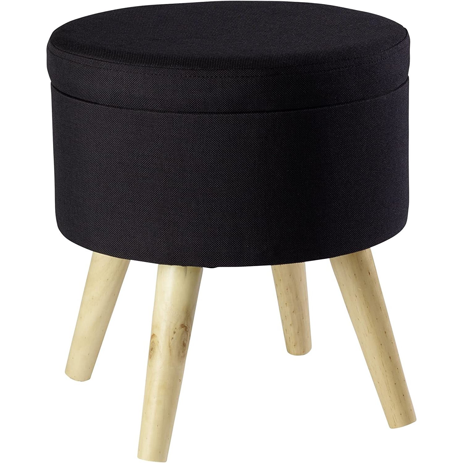 Image of Echtwerk Max Ottoman, Seat Stool, Seat Cube, Round, With Storage Space, Removable Lid, Padded Seat, Wooden Feet, Grey, 32 X 32 X 39 Cm